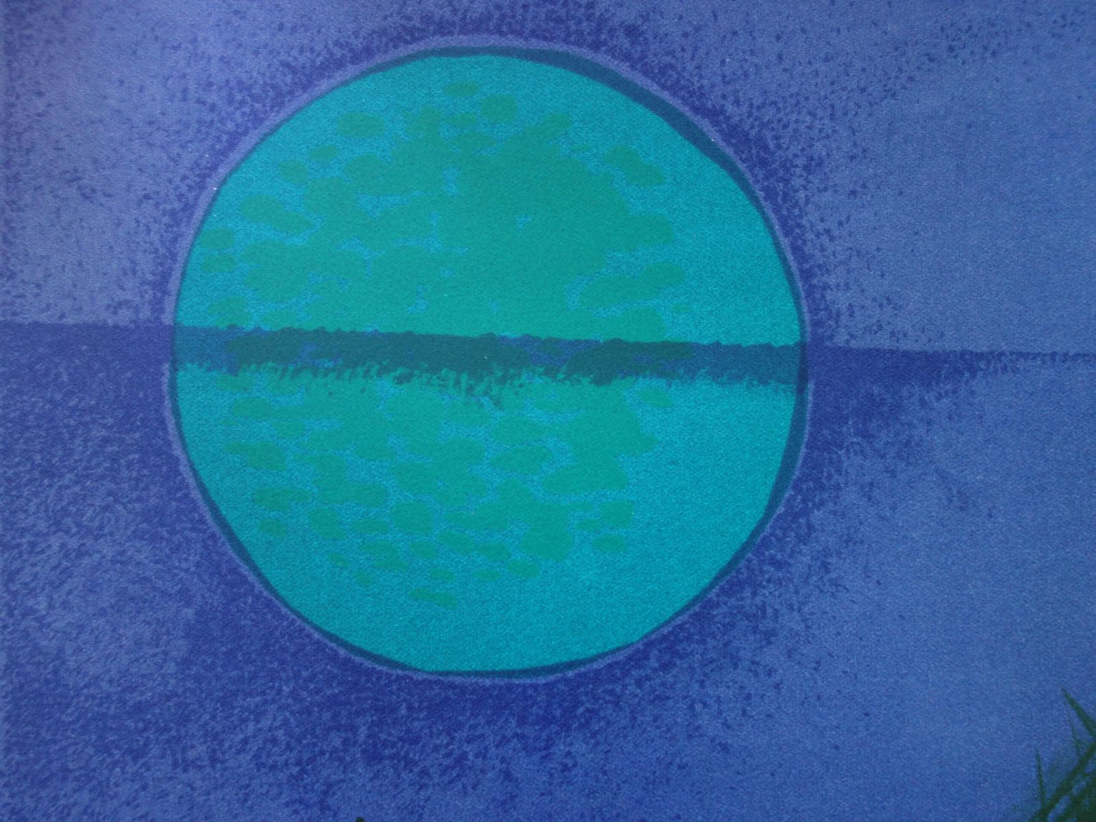 Cesare Peverellisurrealist Landscape With Blue Moon   Original Handsigned Lithograph1972 photo for sale