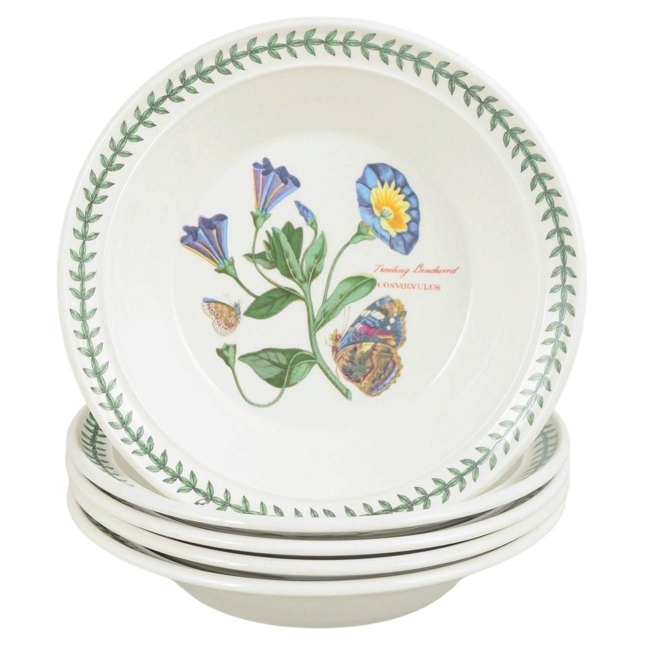 Portmeirion England. Set Of 5 Deep Faience Plates. "The Botanic Garden" Series.
