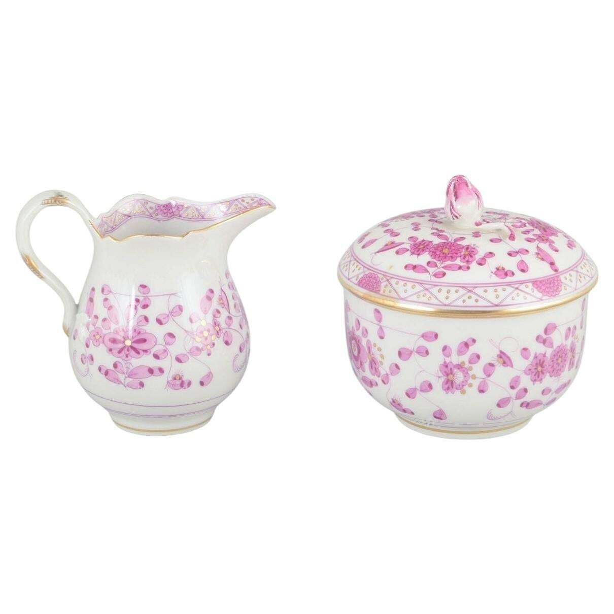 Meissen, “Pink Indian”. Porcelain Sugar Bowl And Cream Jug, Early 20th C.
