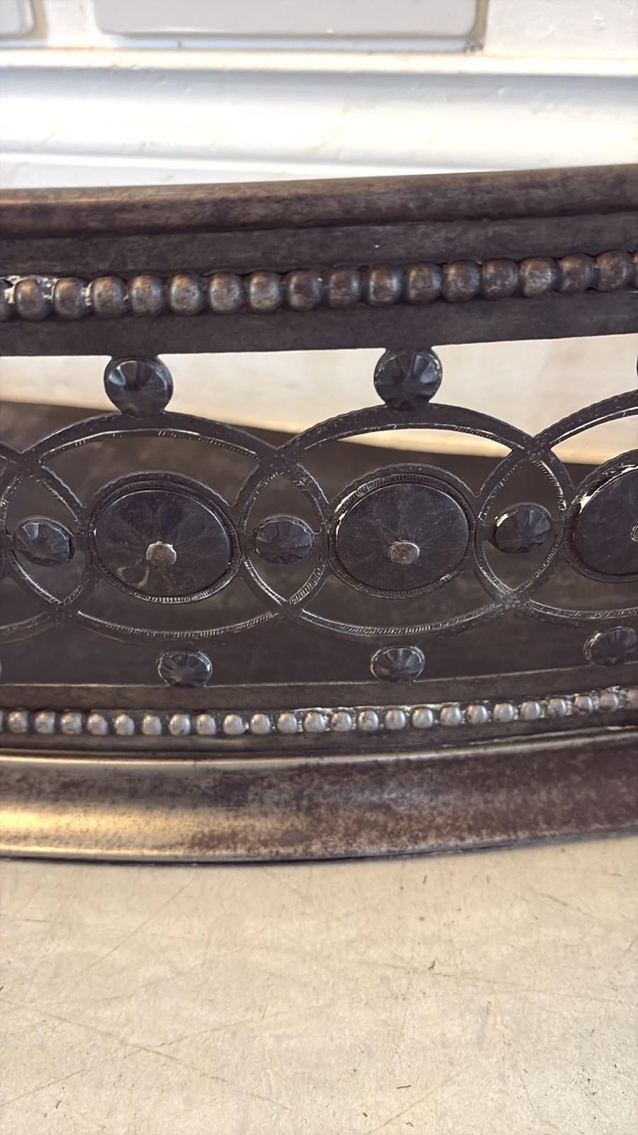Antique George III Steel Fire Fender Pierced Decorative Serpentine Front photo for sale