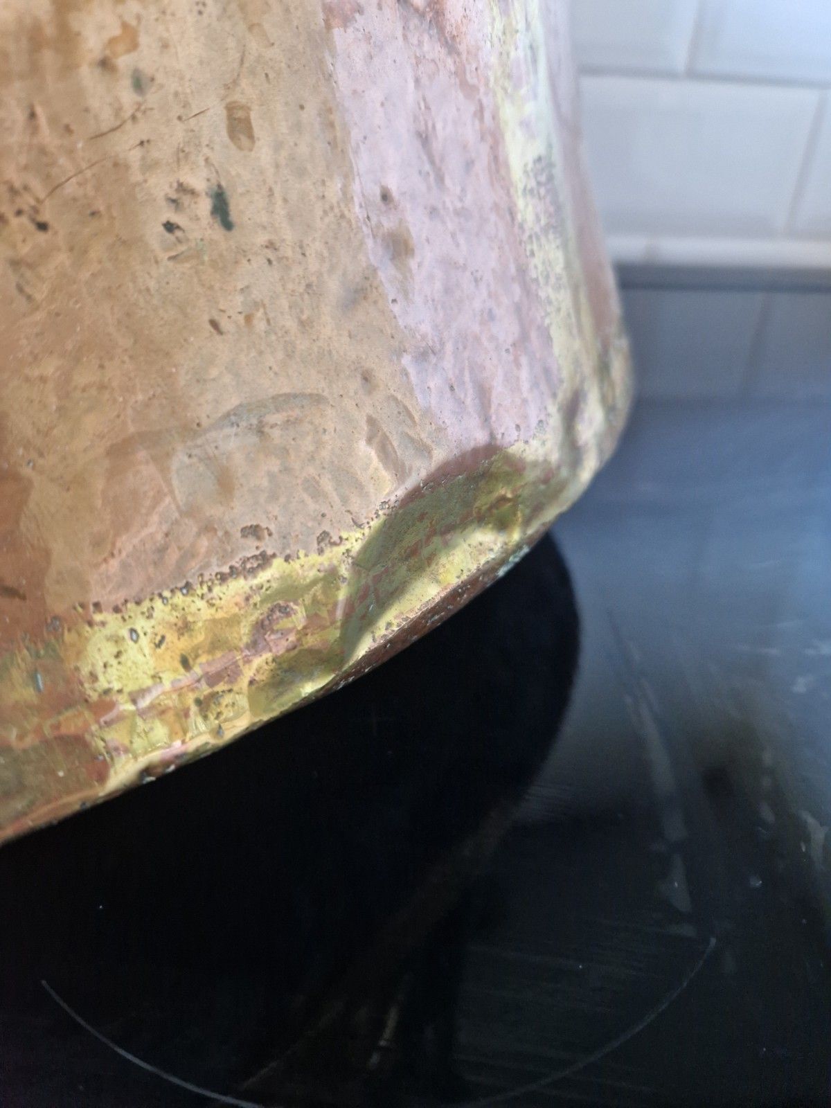 photo for sale Antique Huge Large Copper And Cast Iron Cauldron Cooking Pot Planter Early 19th