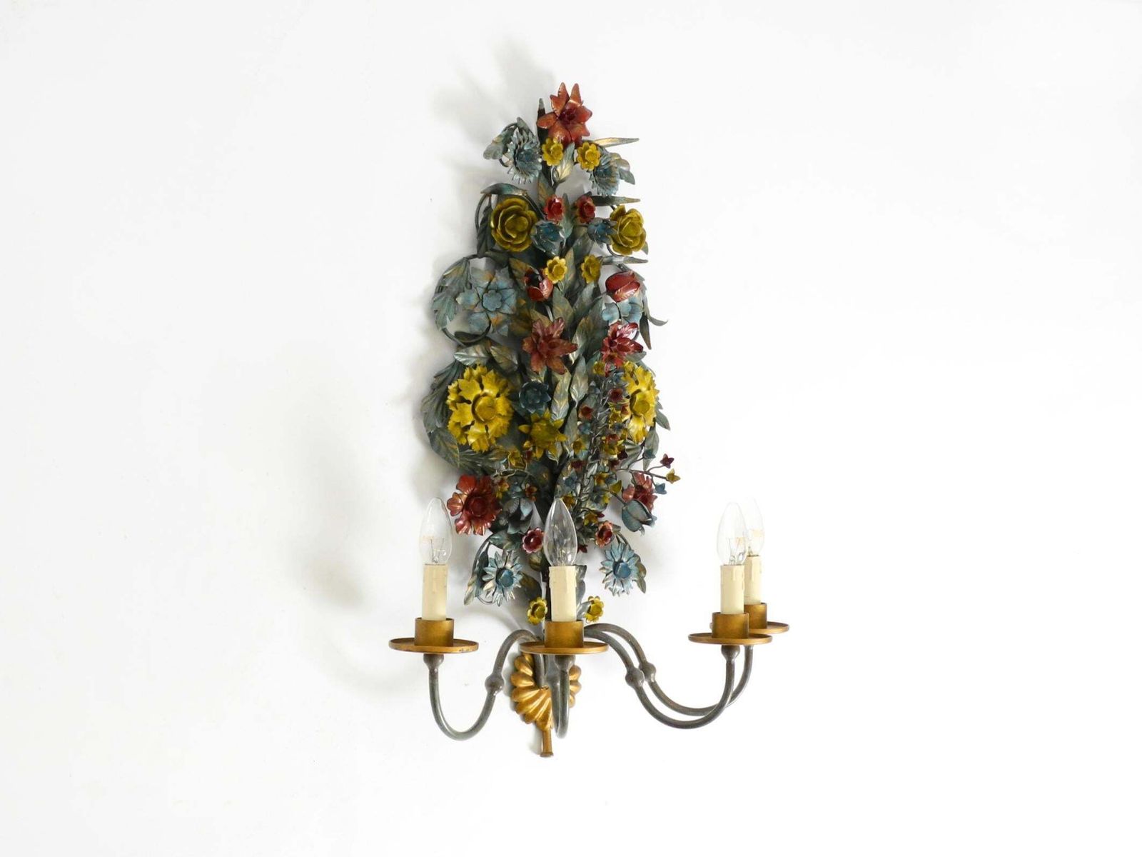 Huge, Beautiful 1960s Hand Painted And Gilded Metal Wall Lamp By Hans Möller photo Lighting