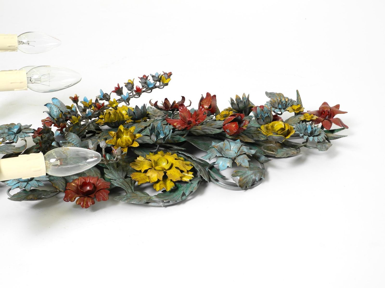 1593.0 Huge, Beautiful 1960s Hand Painted And Gilded Metal Wall Lamp By Hans Möller photo