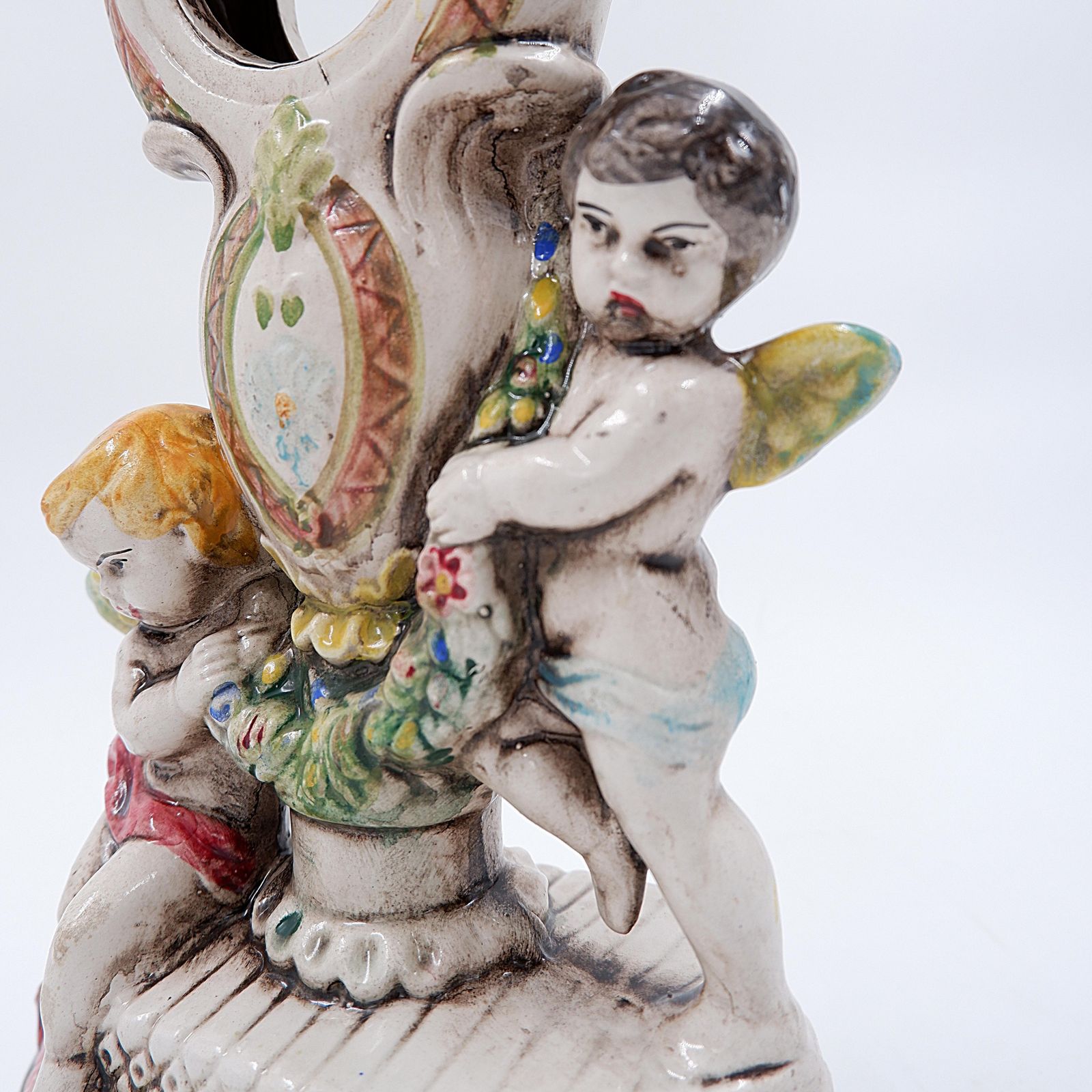Antique Porcelain Mantel Clock In The Rococo Style   19th Century. photo for sale