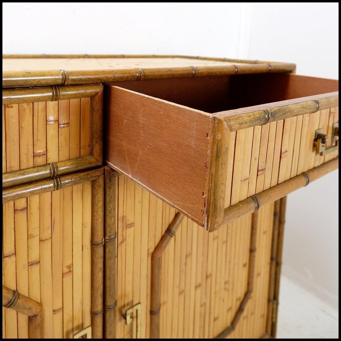 Bamboo Chest Of Drawers With 2 Doors And 2 Drawers   Brass Handles, Circa 1960. photo 4171.0