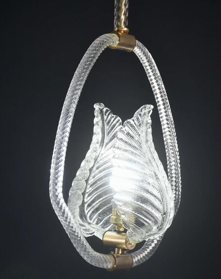 Set Of 2 Pink And Trasparent Murano Glass Chandelier By Barovier E Toso, 1950s photo Lighting