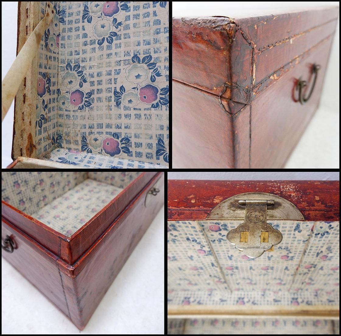 Early 20th Century Chinese Red Lacquered Leather Trunk photo 660.0