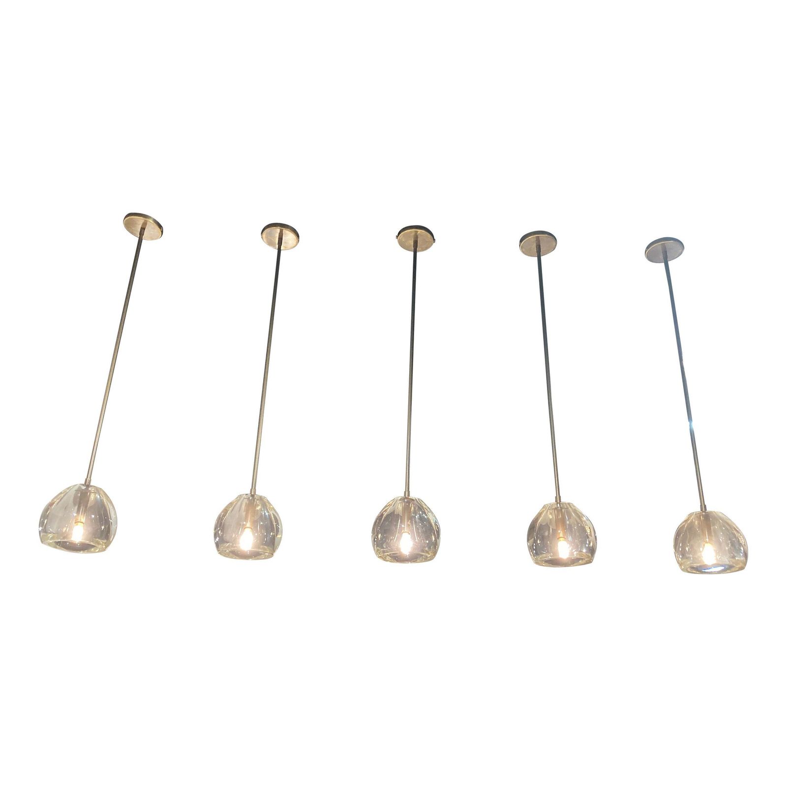 1980's Set Of Five Glass Ceiling Lights In Murano Glass