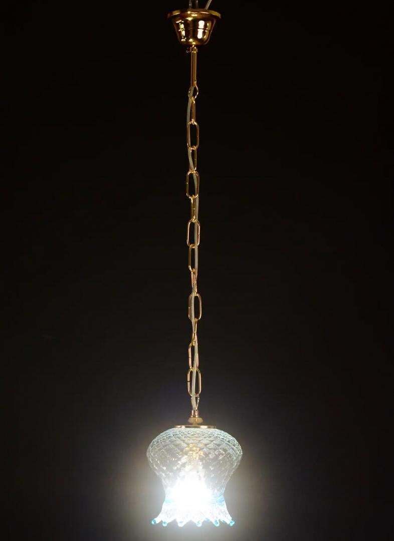 Set Of 5 Murano Glass Pendant Lights, Blue & Transparent, Europe, 1980 photo for sale