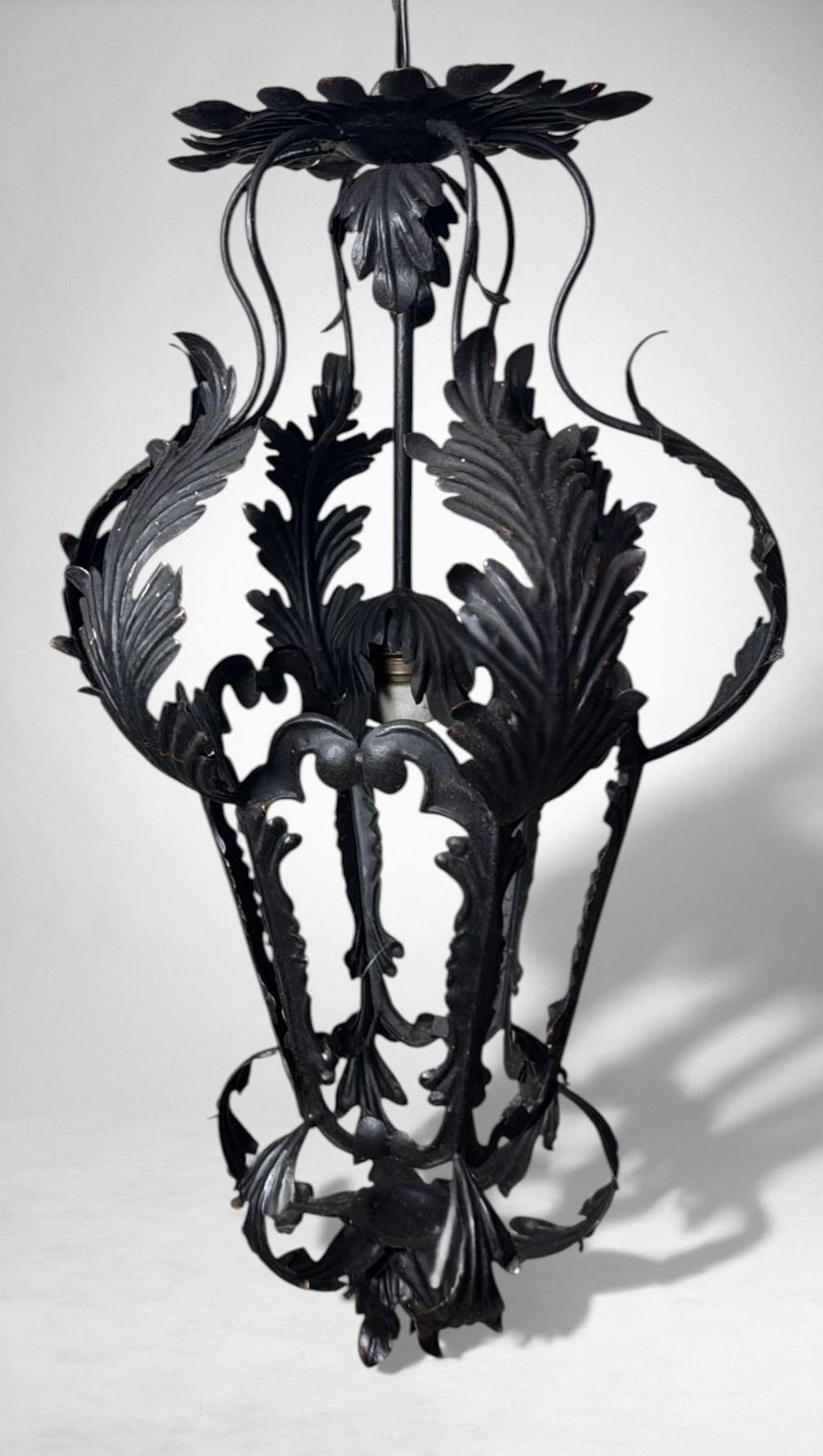 Italian Florentine Renaissance Revival Style Pair Italian Wrought Iron Lanterns photo vinterior