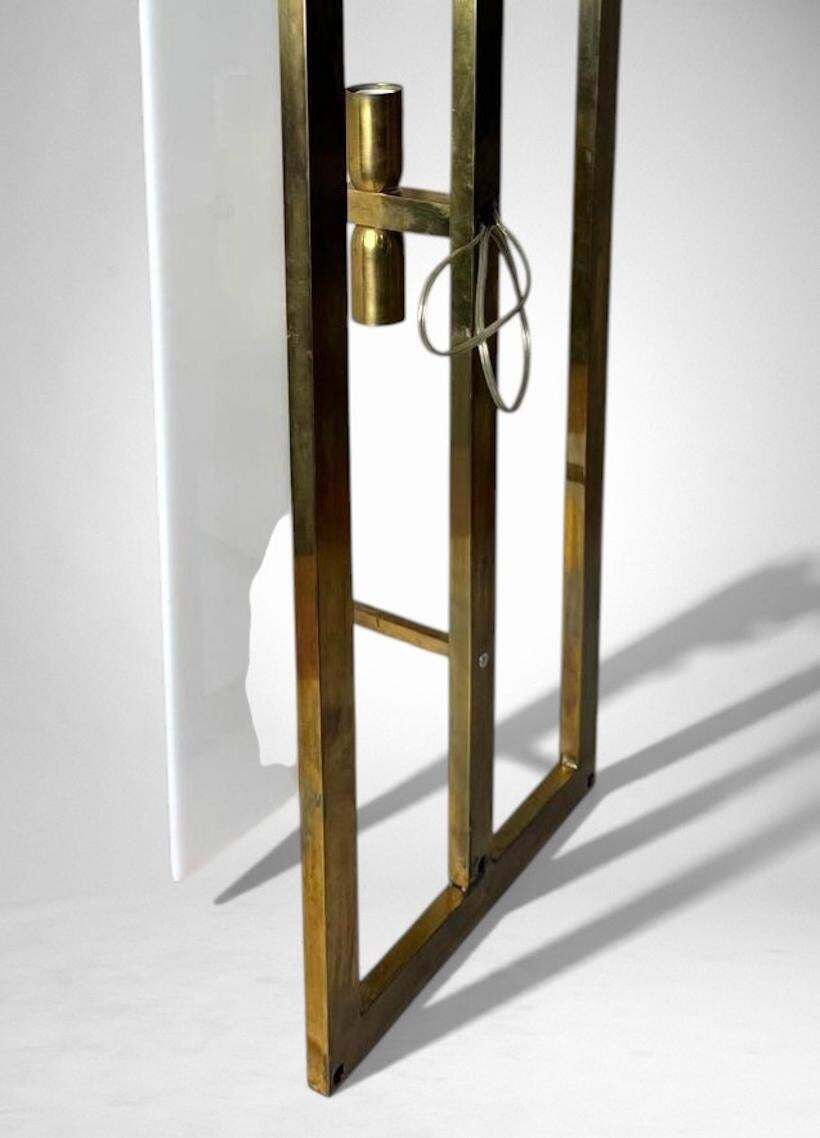 photo buy Romeo Rega Style Pair Of Large Italian Brass And Opaline Plexiglass Wall Sconces