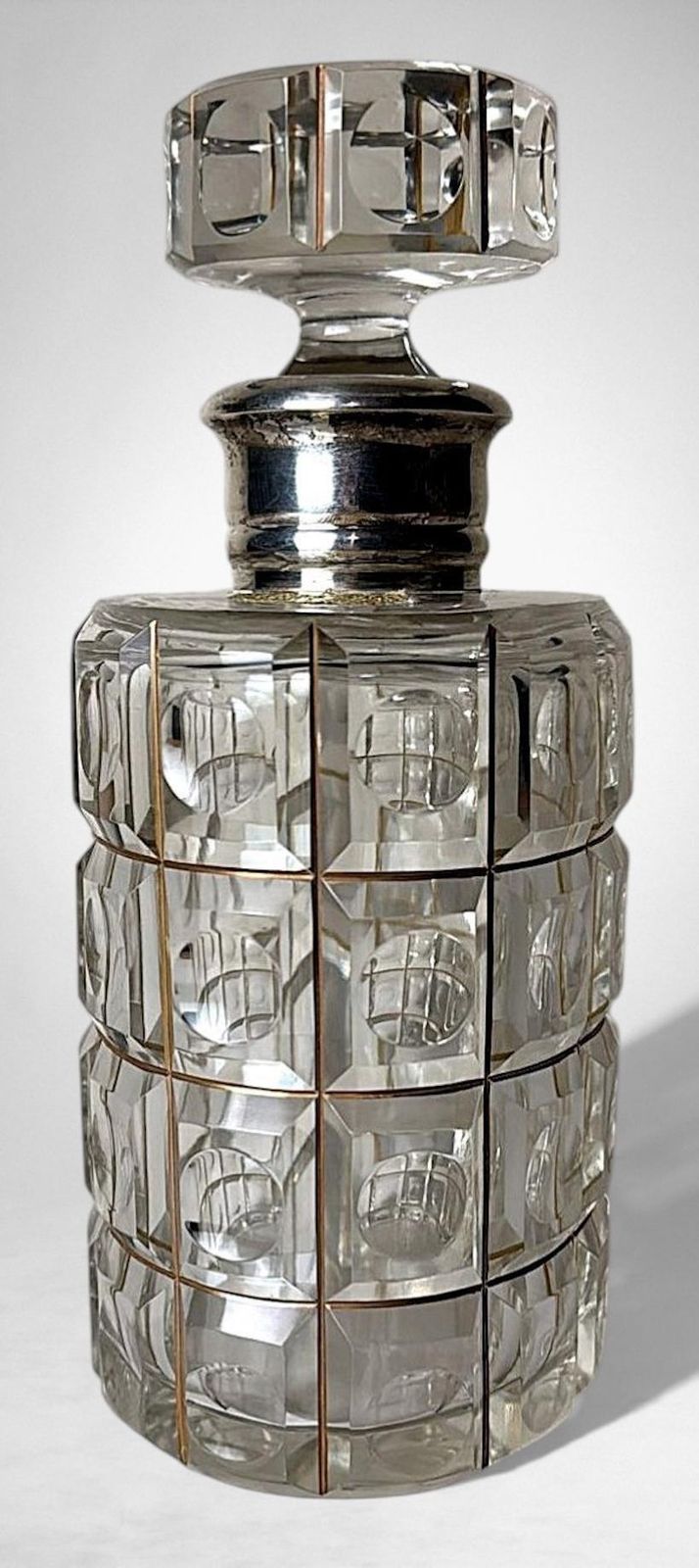 Art Deco Cut Crystal Decanter With 925 Silver Collar By Cacchione Milan photo Home Decor