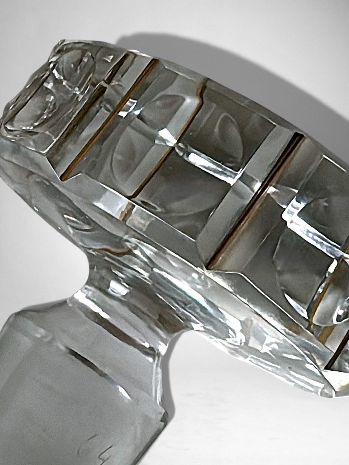 photo furniture Art Deco Cut Crystal Decanter With 925 Silver Collar By Cacchione Milan