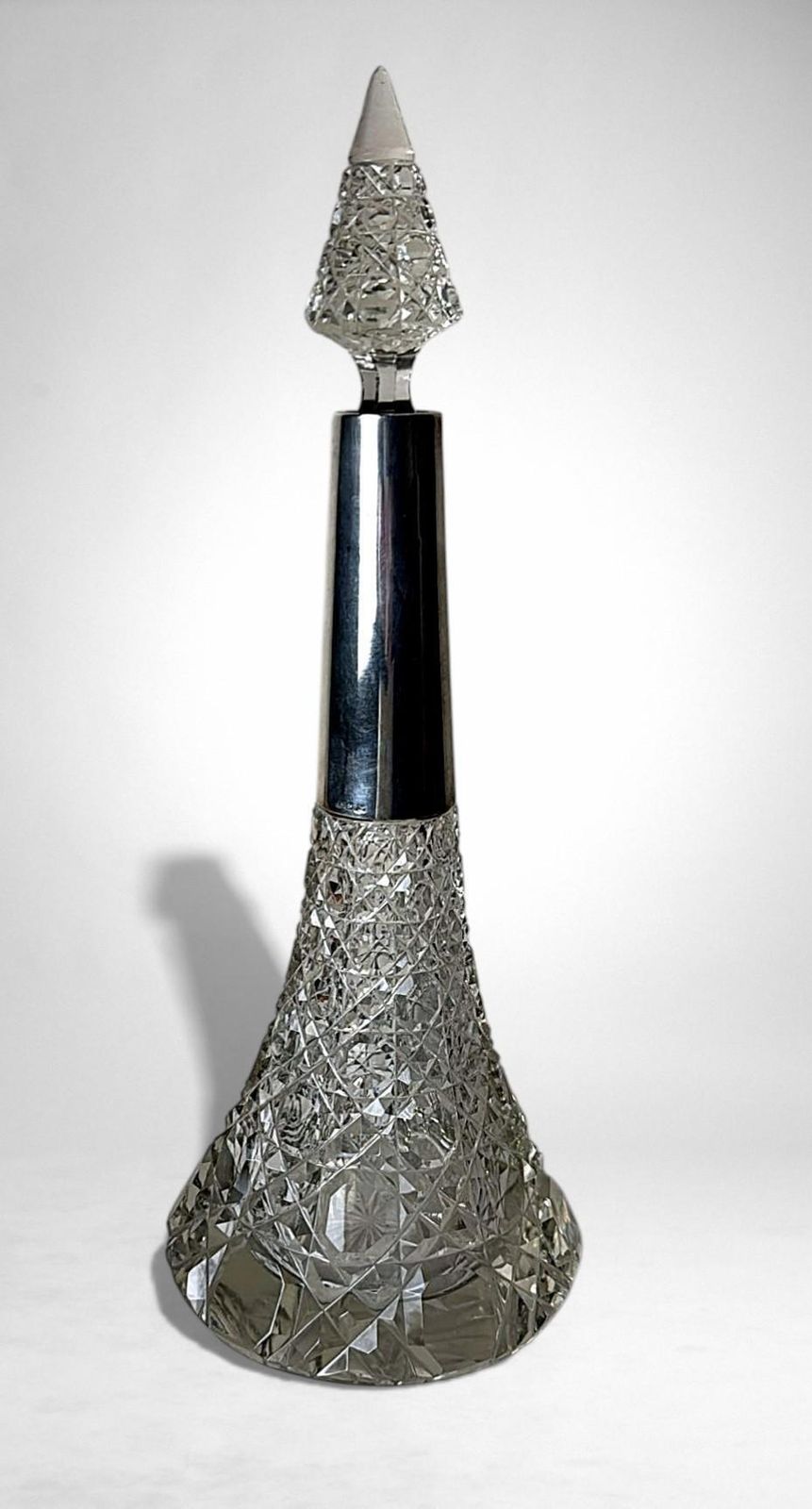 Biedermeier Large Bohemian Crystal Perfume Bottle With German Sterling Silver photo furniture