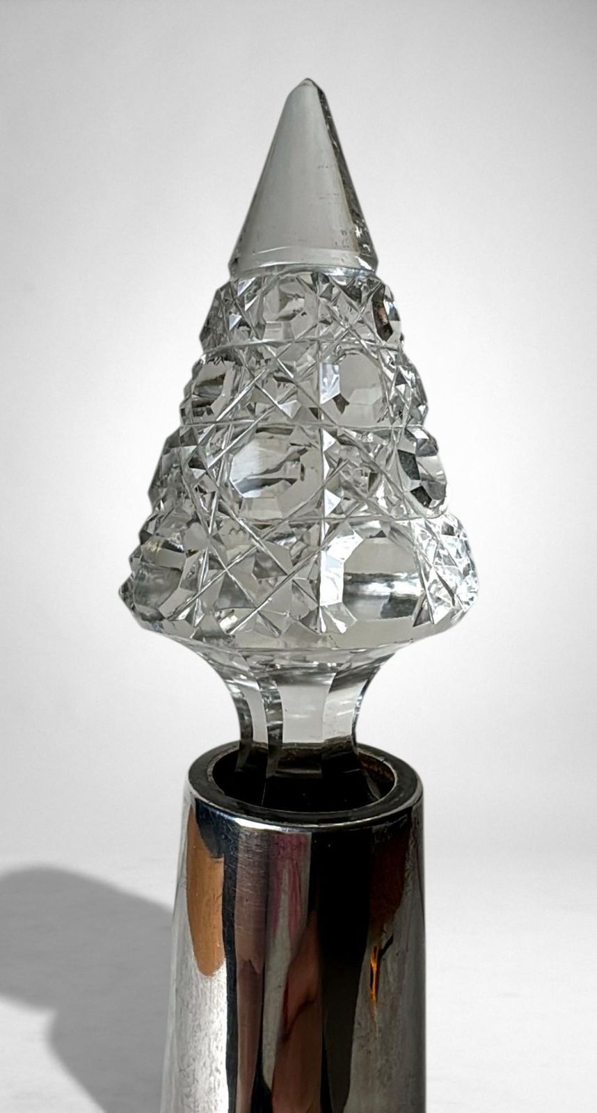 1184.0 Biedermeier Large Bohemian Crystal Perfume Bottle With German Sterling Silver photo