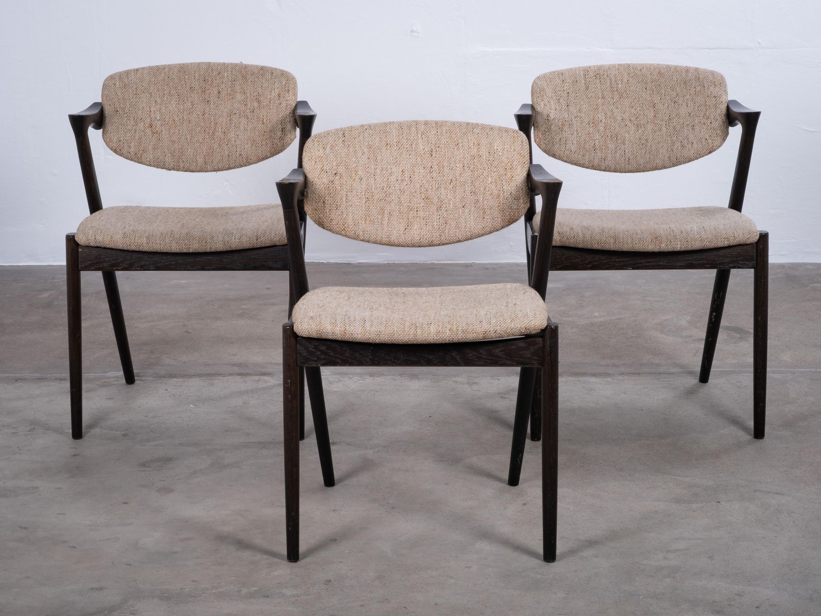 Set Of 3 Dining Chairs By Kai Kristiansen For Schou Andersen, Denmark, 1950s photo for sale