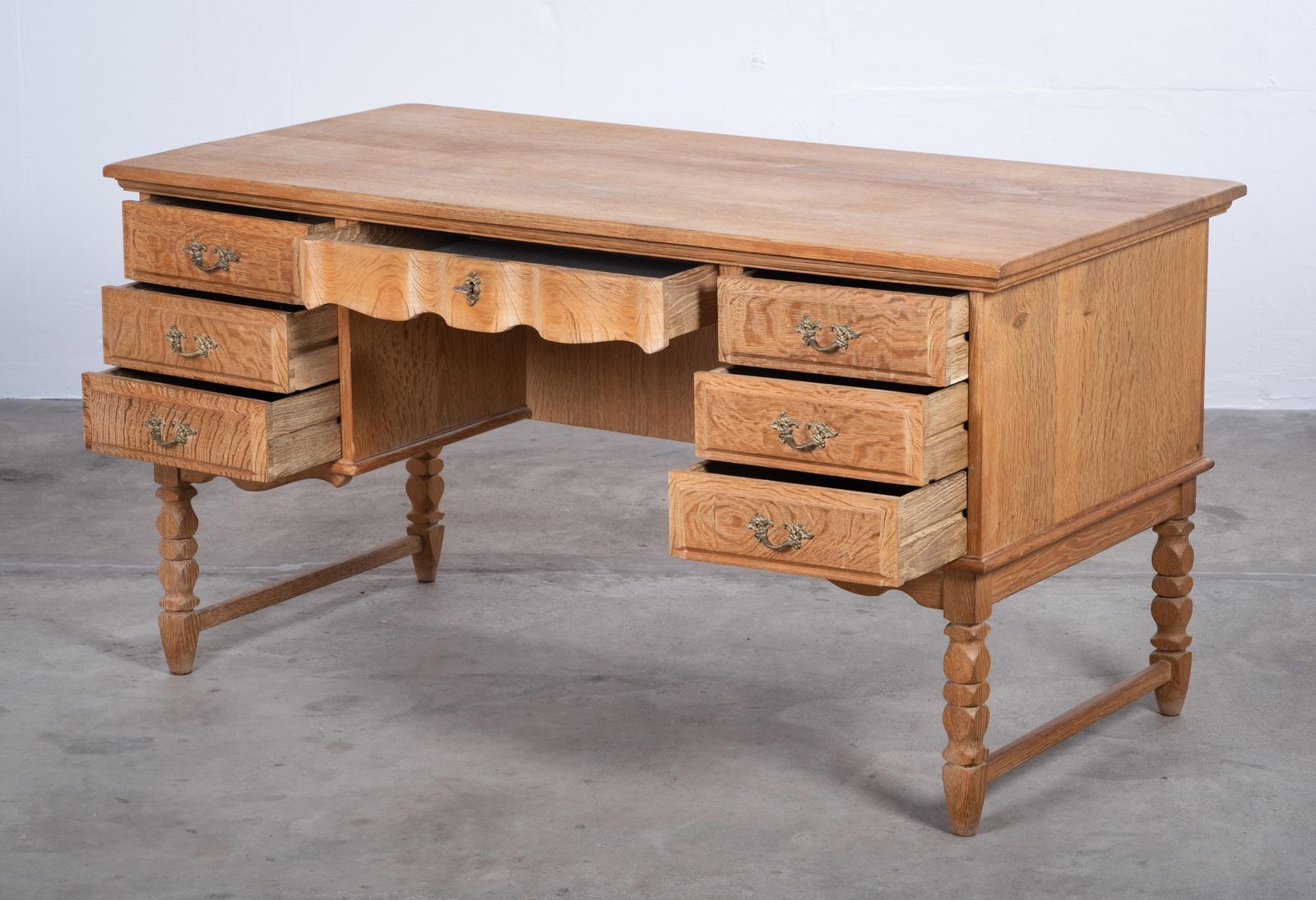 Freestanding Oak Desk Attributed To Henning Kjærnulf, Denmark, 1960s photo 1749.0