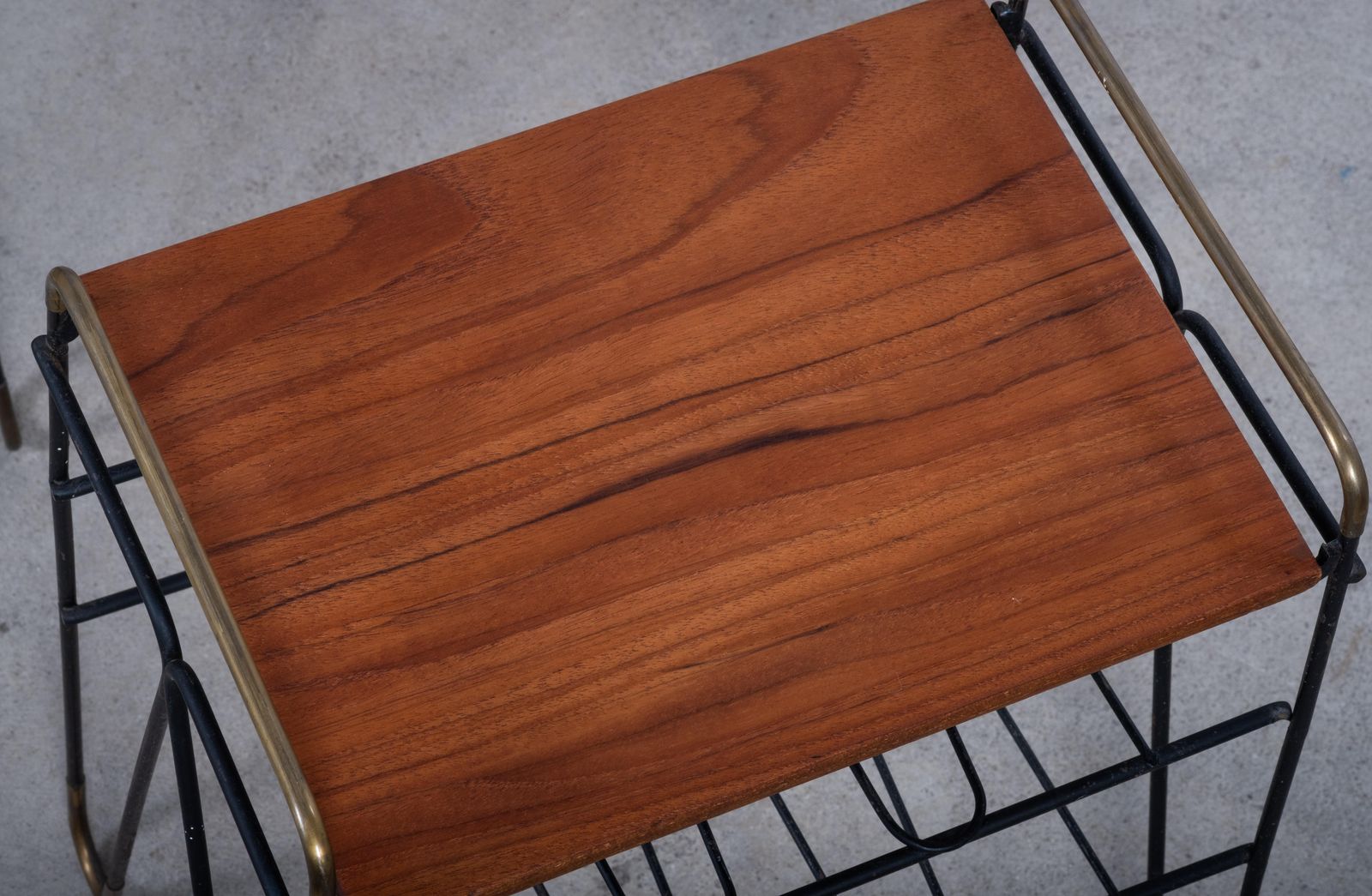 Pair Of Teak Side Tables With Metal Frame, Denmark, 1960s photo buy