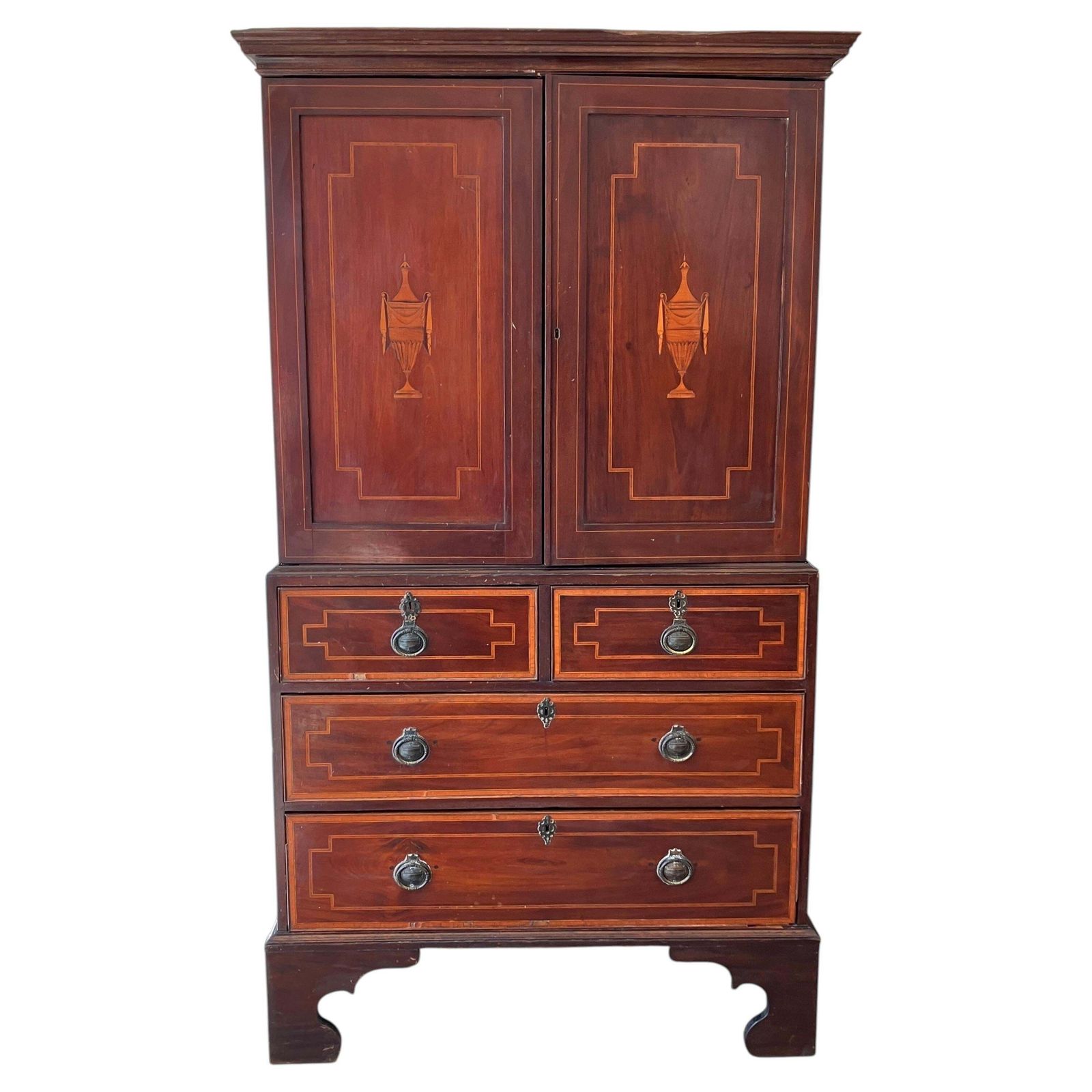 Antique Linen Press, English, Georgian, Housekeeper's Cupboard, Circa 1780