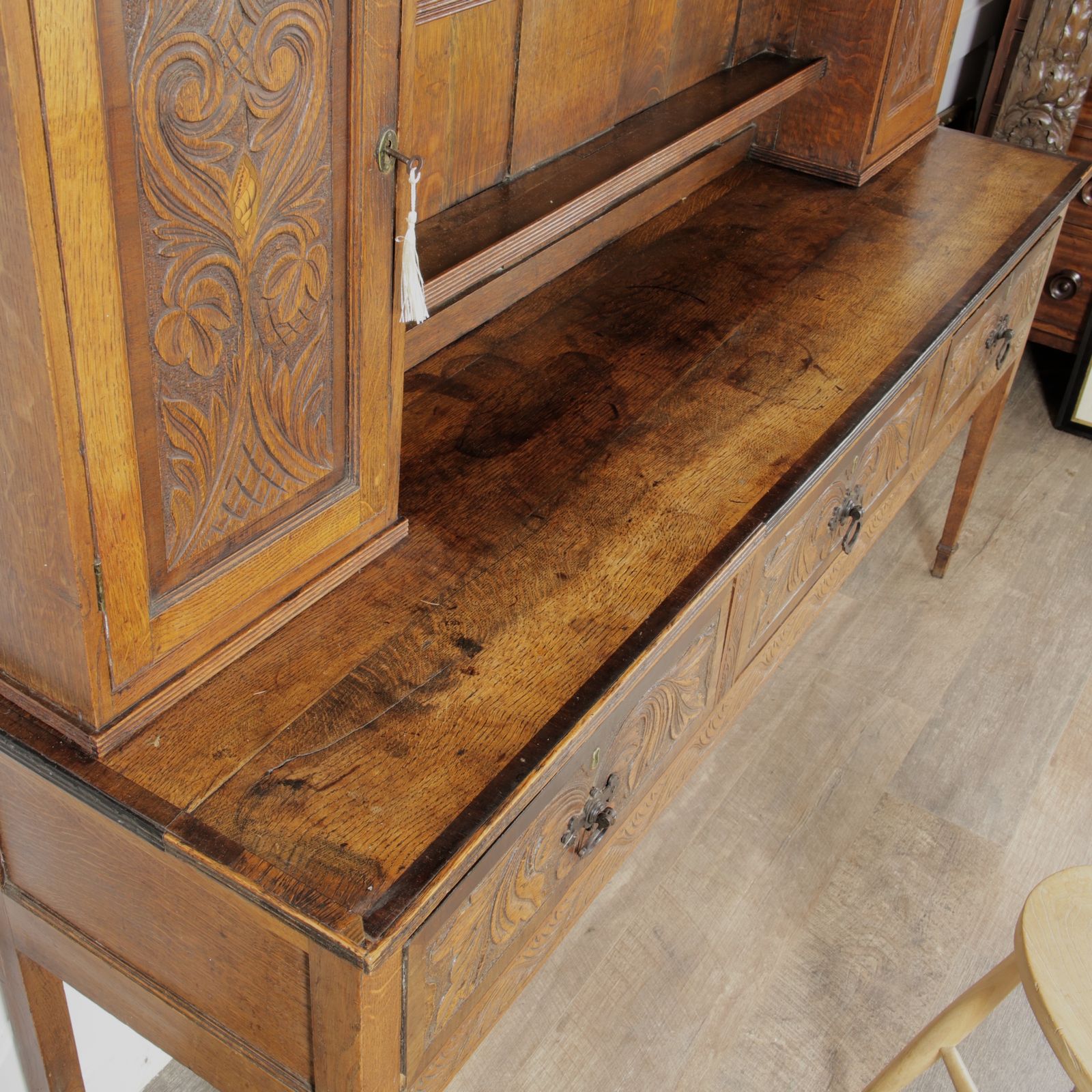 714.0 Mid 19th Century Carved Oak Dresser / Sideboard photo