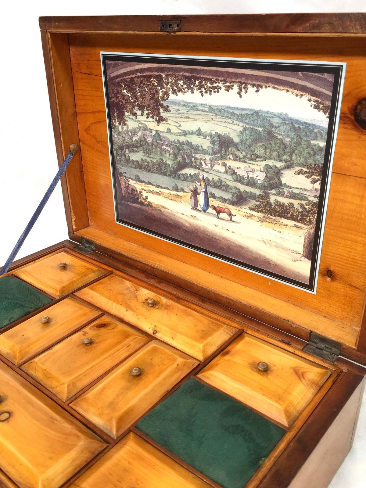 Antique Wooden Inlaid Ladies Sewing Box / Storage Work Box / Sewing Cabinet photo buy