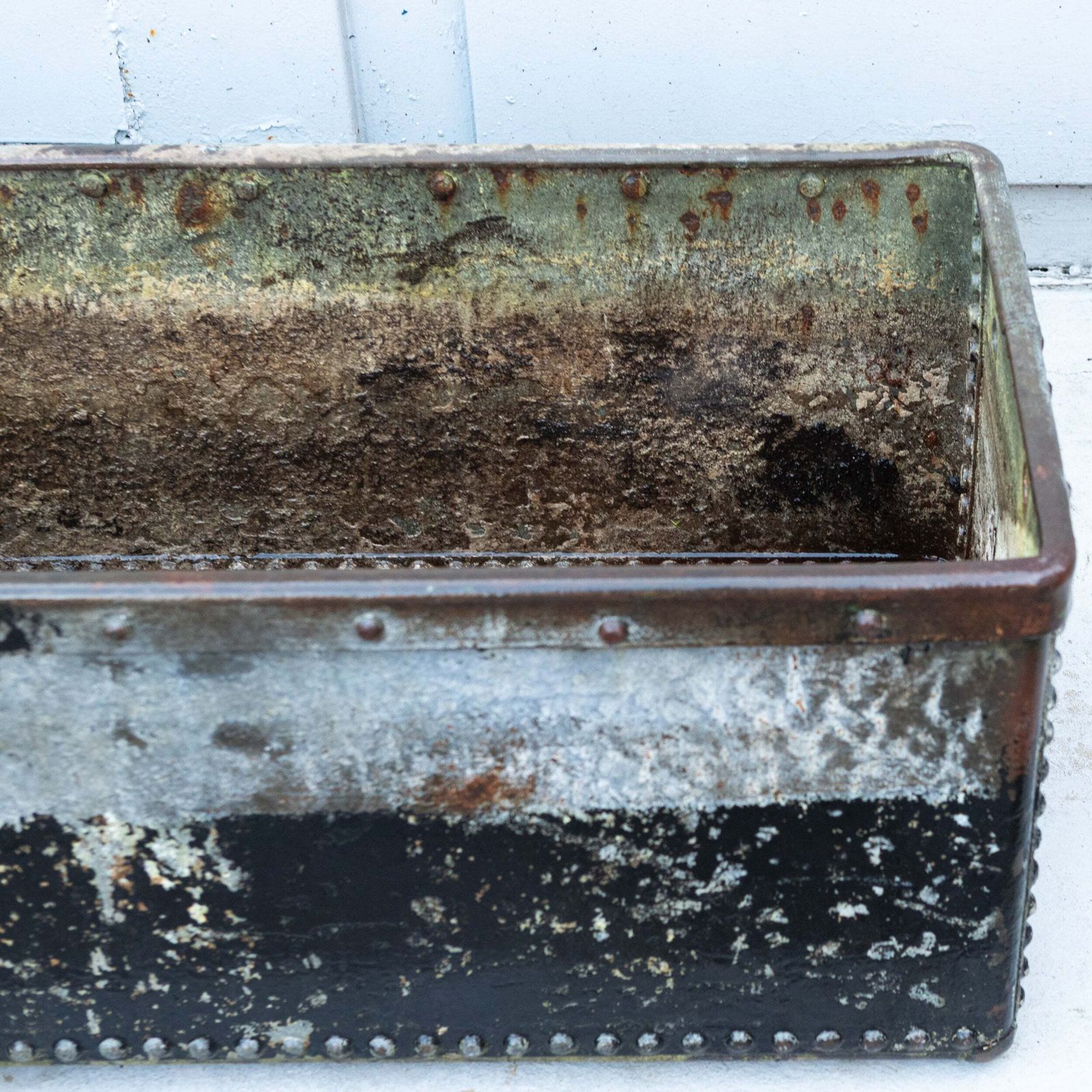 Antique Early 20th Century Rivetted & Galvanised Garden Trough Planter photo 1800.0