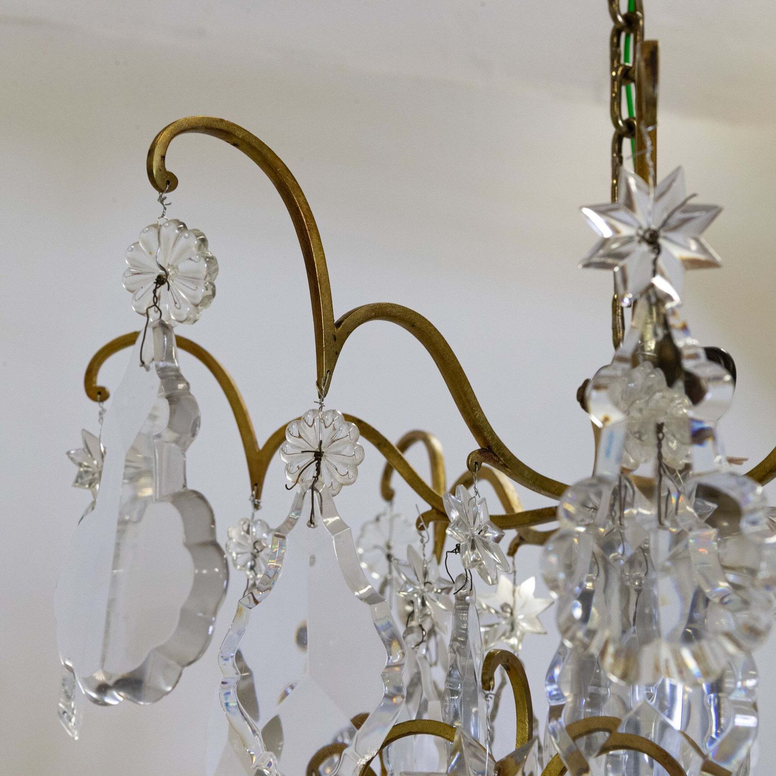 photo for sale Monumental 16 Arm French Louis XV Style Gilt Brass & Crystal Chandelier