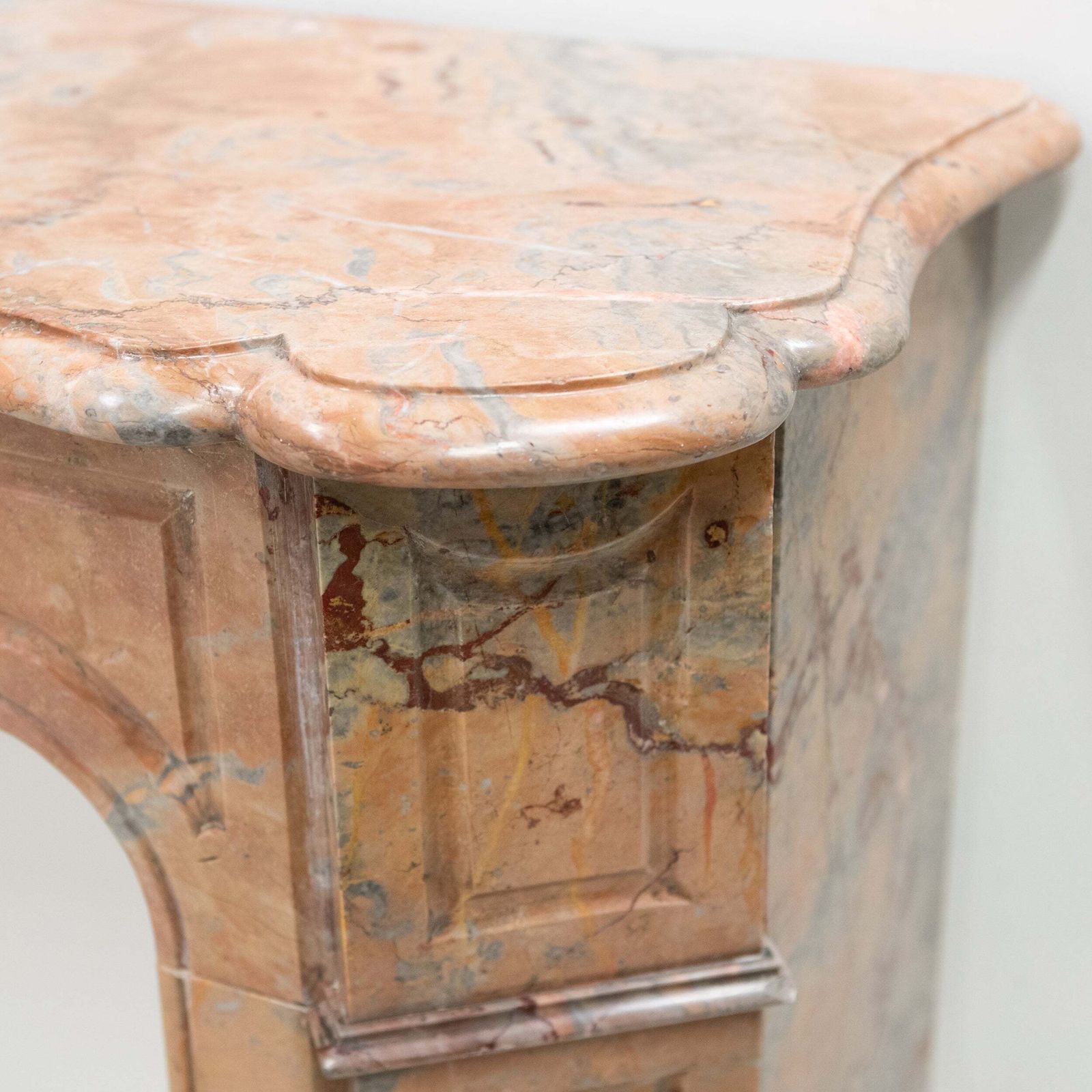 Antique French Style Pompadour Rouge Breche Marble Fireplace photo for sale