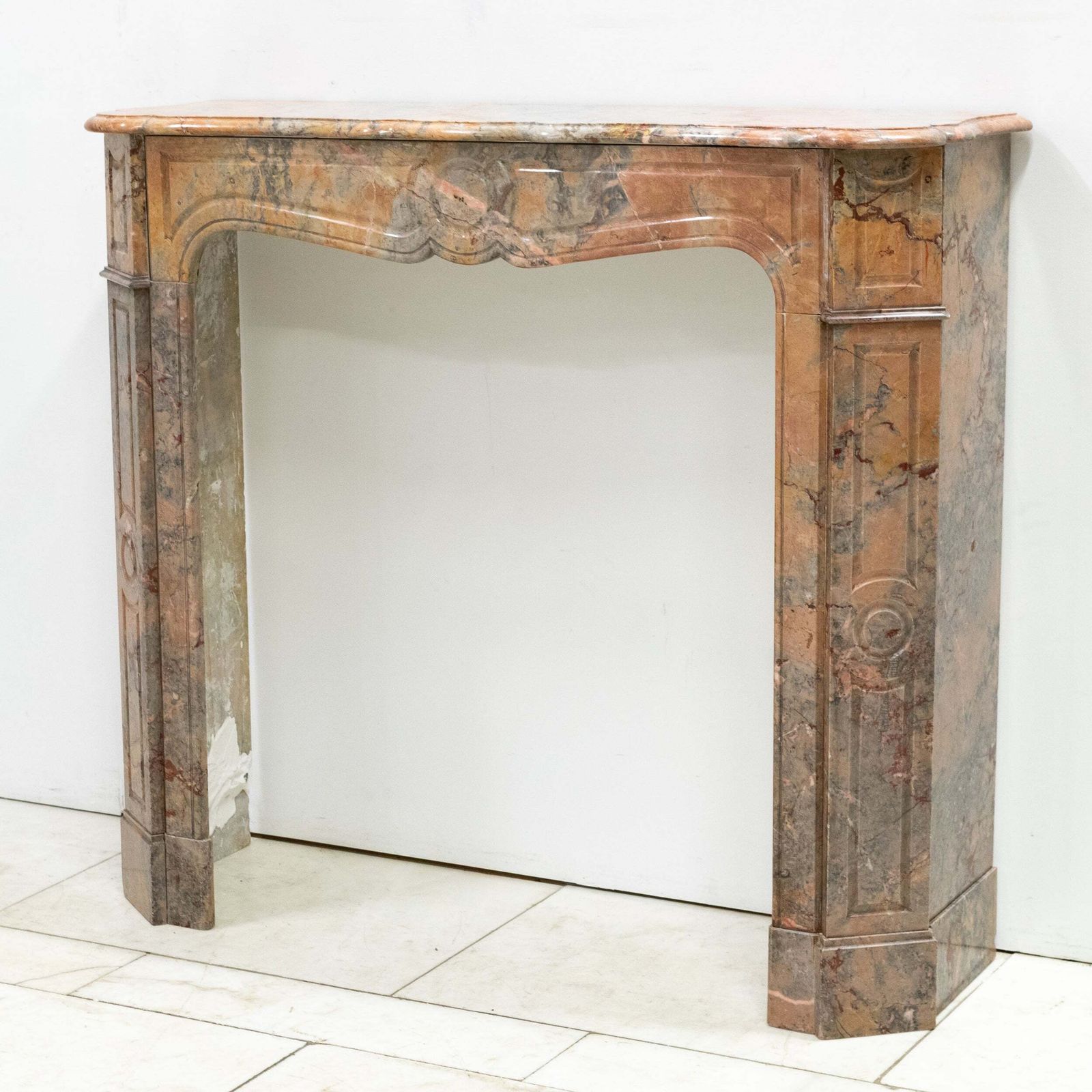 photo furniture Antique French Style Pompadour Rouge Breche Marble Fireplace