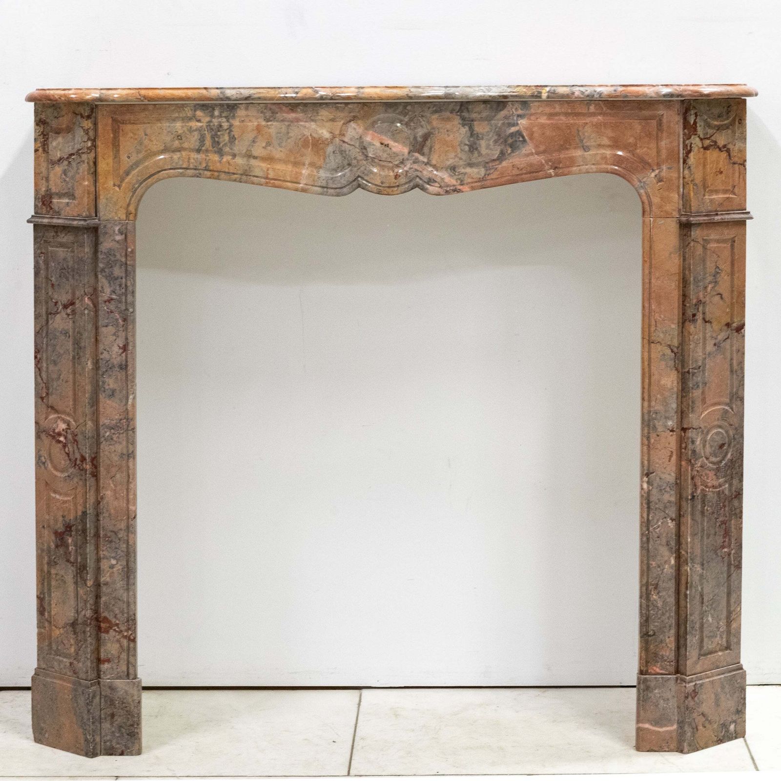 Home Fixtures Antique French Style Pompadour Rouge Breche Marble Fireplace photo