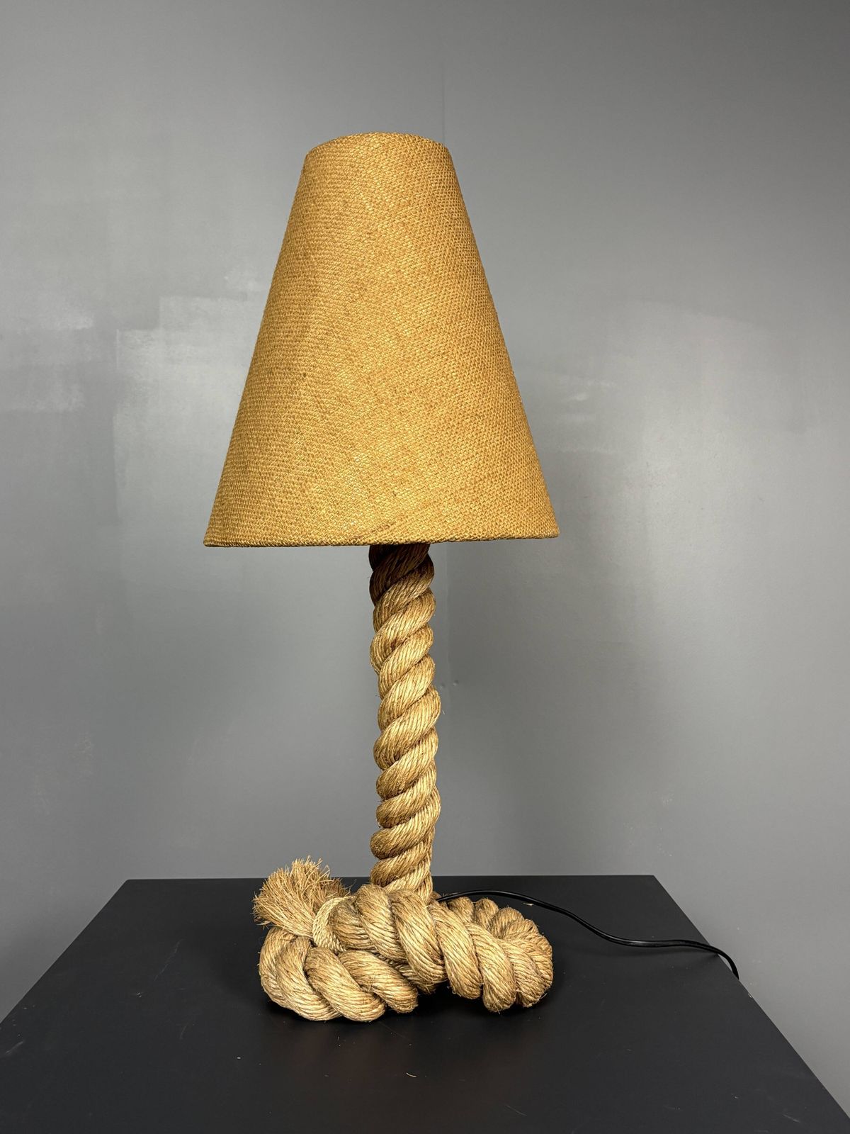 photo vinterior Midcentury French Brutalist Rope Table Lamp In The Style Of Audoux & Minet