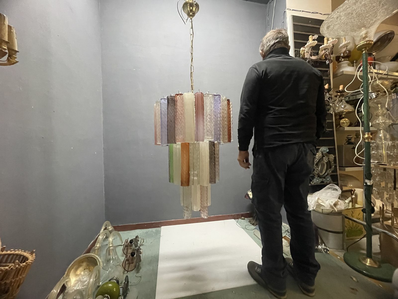Italian Murano Glass Pop Art Chandelier, 1980s photo Lighting