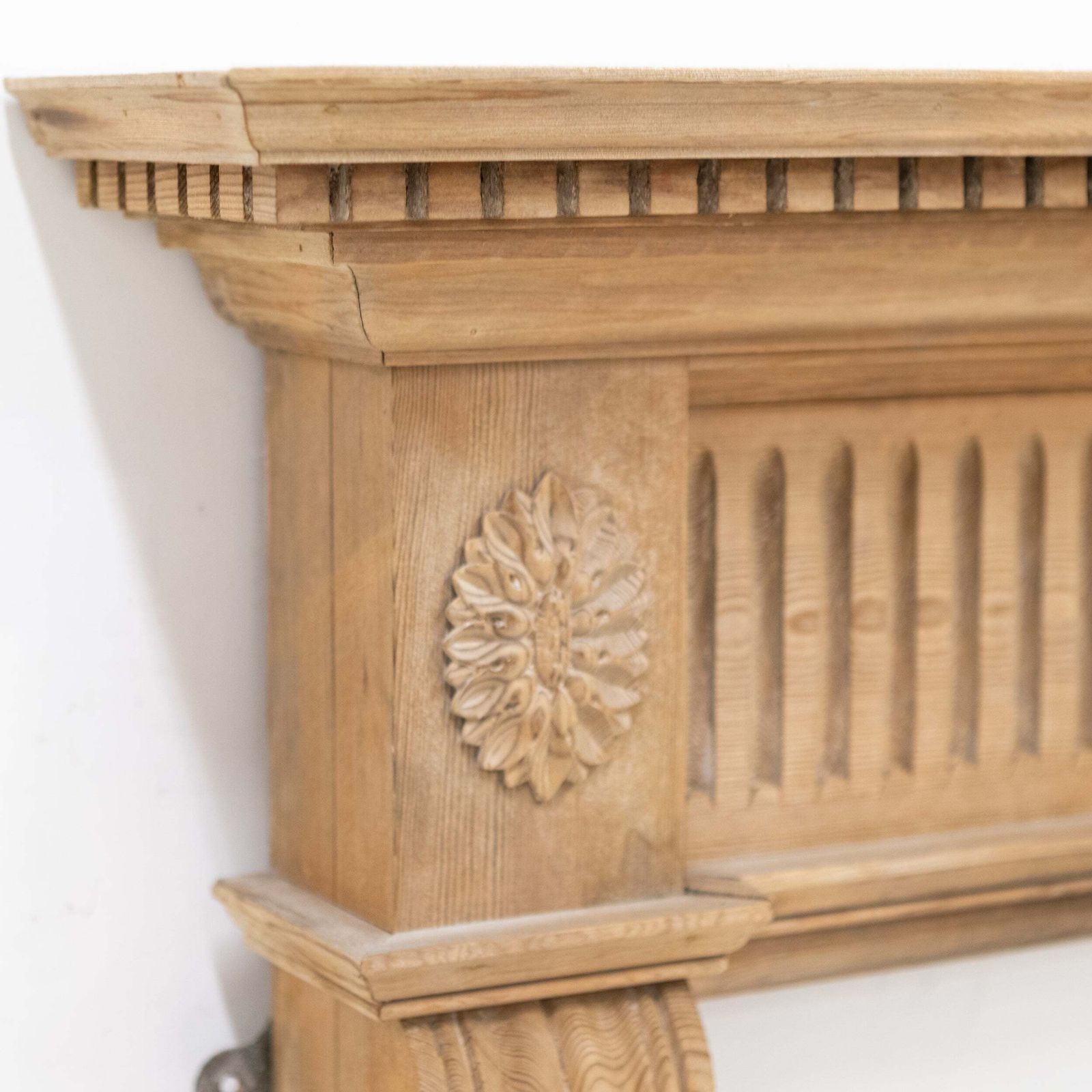 photo for sale Reclaimed Richly Decorated Wooden Fireplace Surround