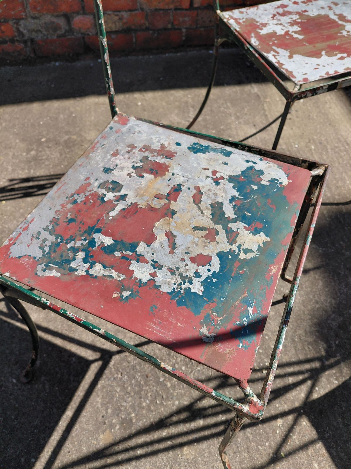 photo for sale Set Of 4 French Sculptural Hand Forged Wrought Iron Garden Chairs