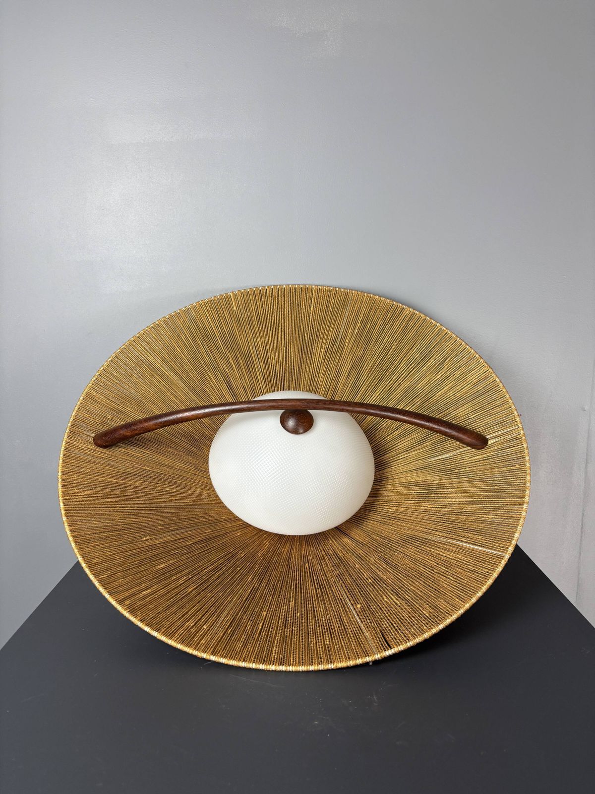 Grand luminaire suspendu mid-century en teck et corde de sisal, Temde Leuchten photo 965.0