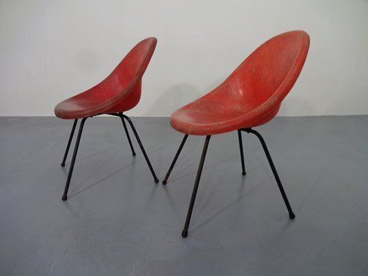 French Fiberglass Side Chairs, 1960s, Set Of 2