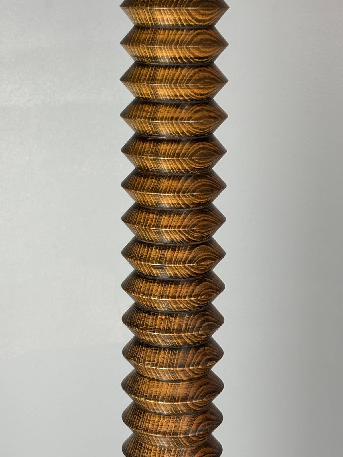 photo vinterior Large 95 Cm Midcentury Brutalist Wood Turned Mushroom Table Lamp, 1950s