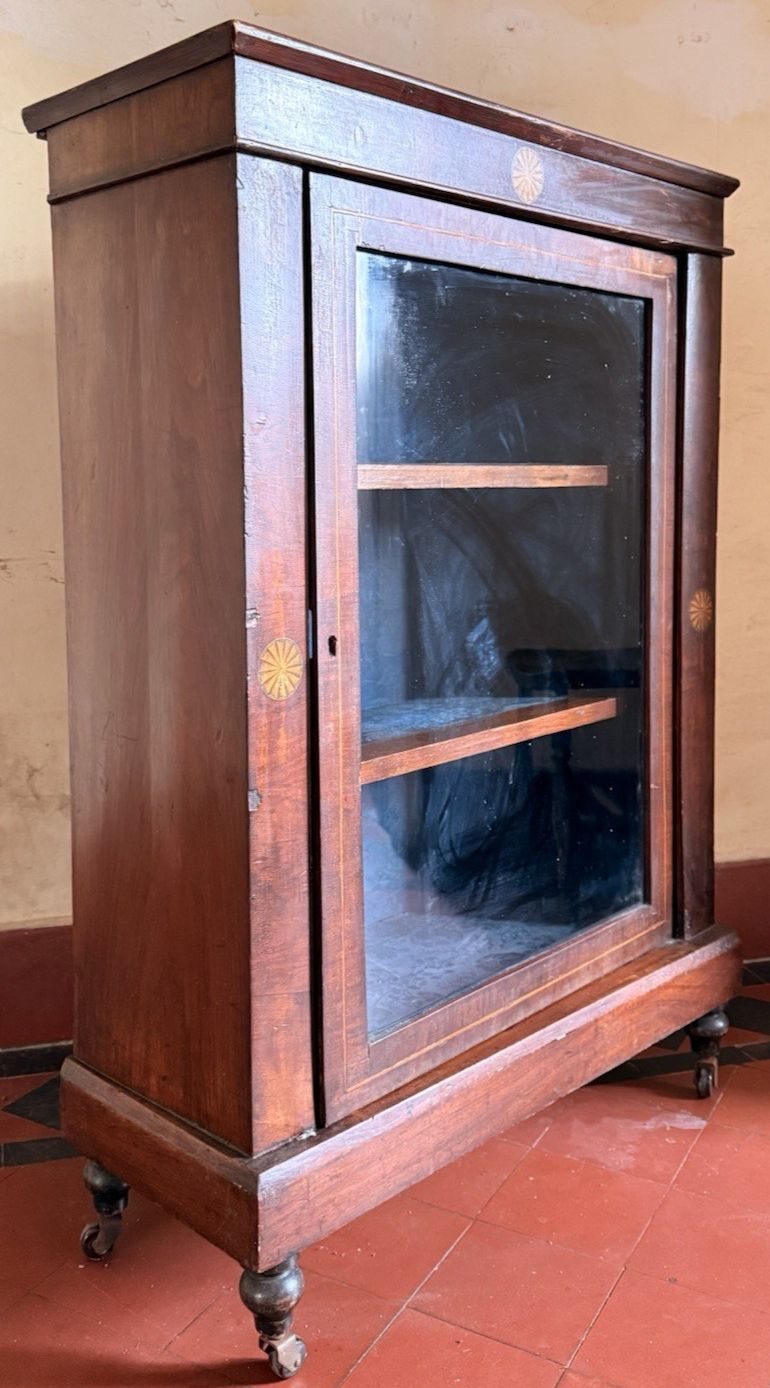 Antique Mahogany Inlaid Victorian Glass Drinks Pier Cabinet photo for sale