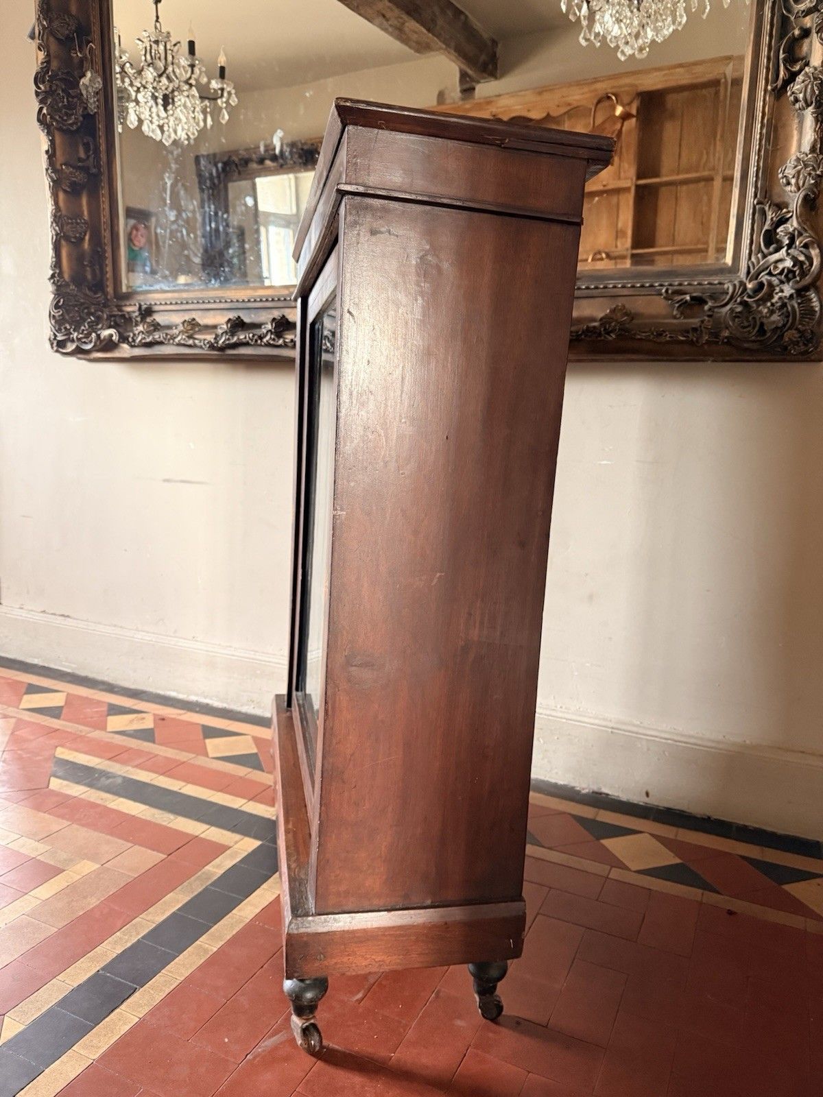 Antique Mahogany Inlaid Victorian Glass Drinks Pier Cabinet photo 449.0