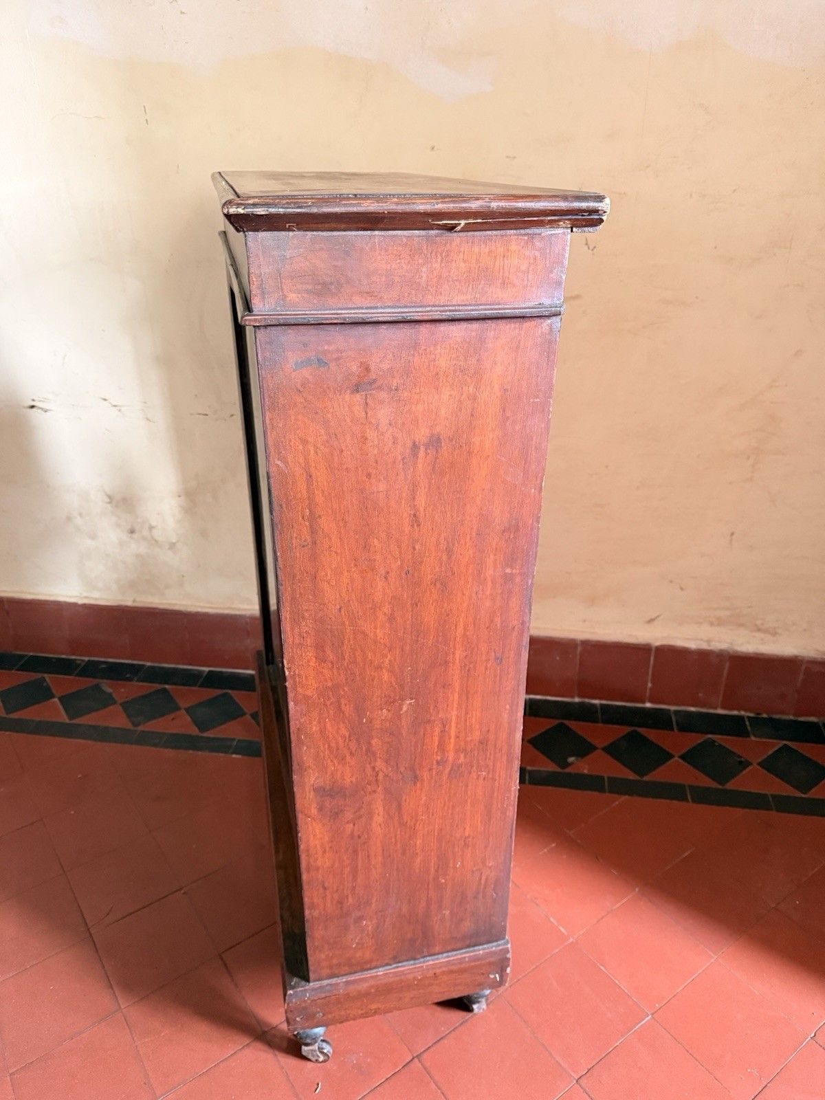 photo furniture Antique Mahogany Inlaid Victorian Glass Drinks Pier Cabinet