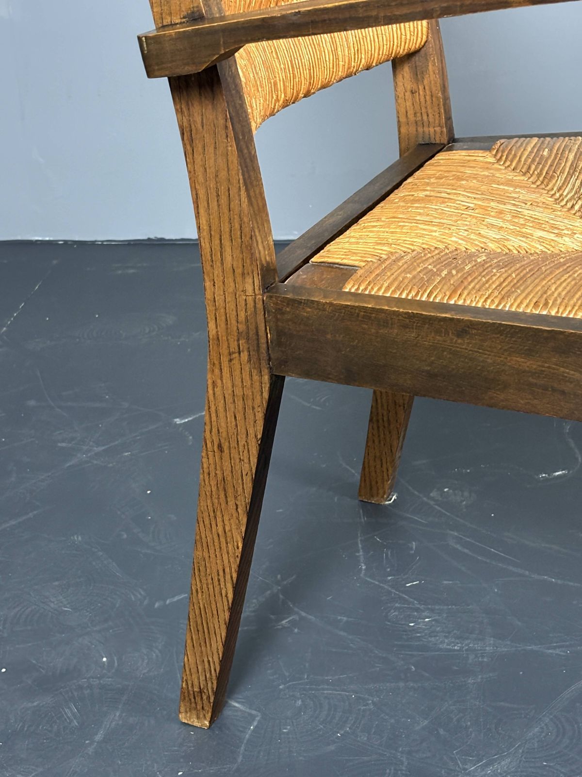 Wood Turned Rush Armchair In The Stye Of Charles Dudouyt, France 1950s photo vinterior