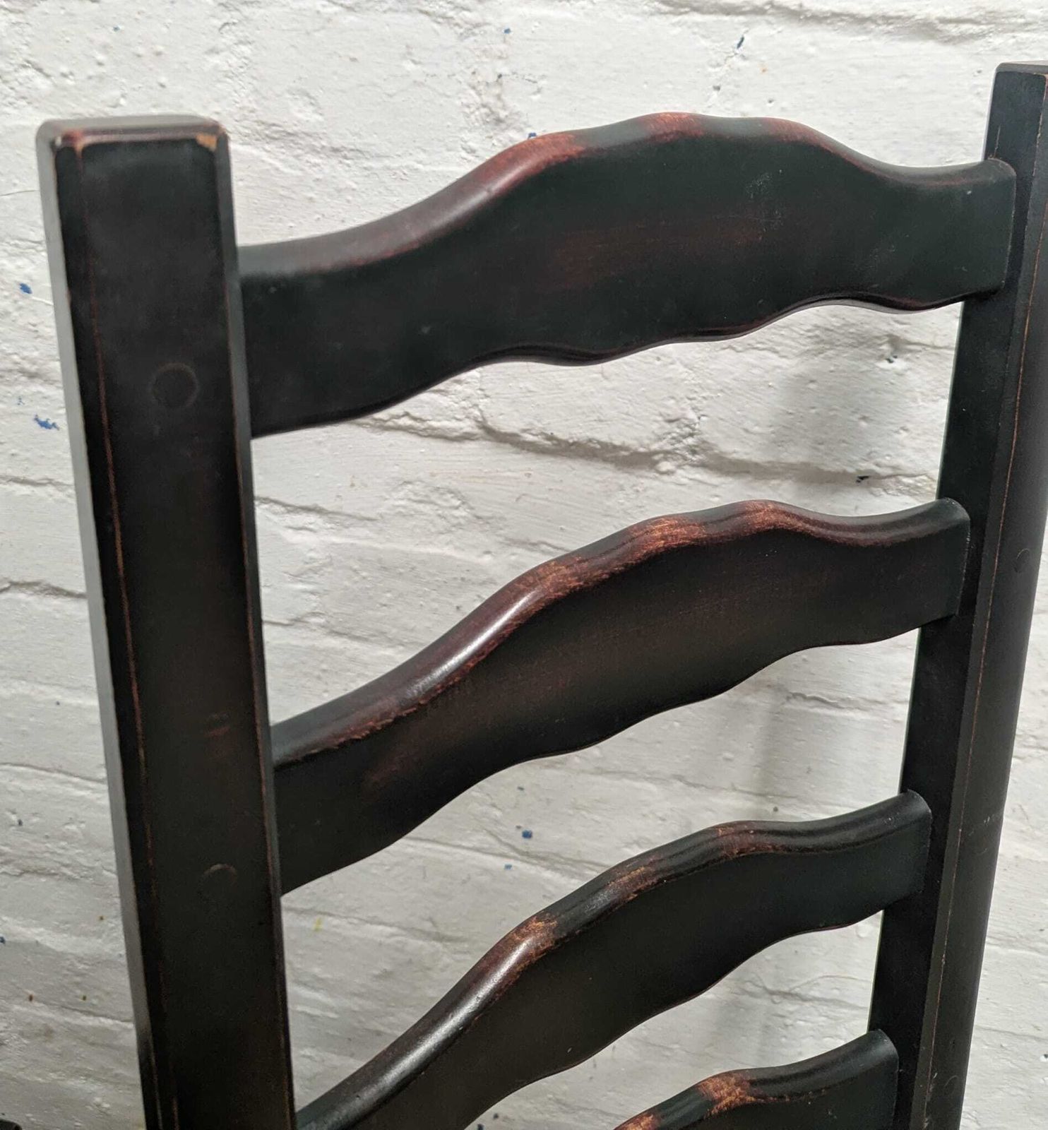 20th Century Oak Ladder Back Rush Seat Dining Chairs Bottle Green/Red photo Furniture
