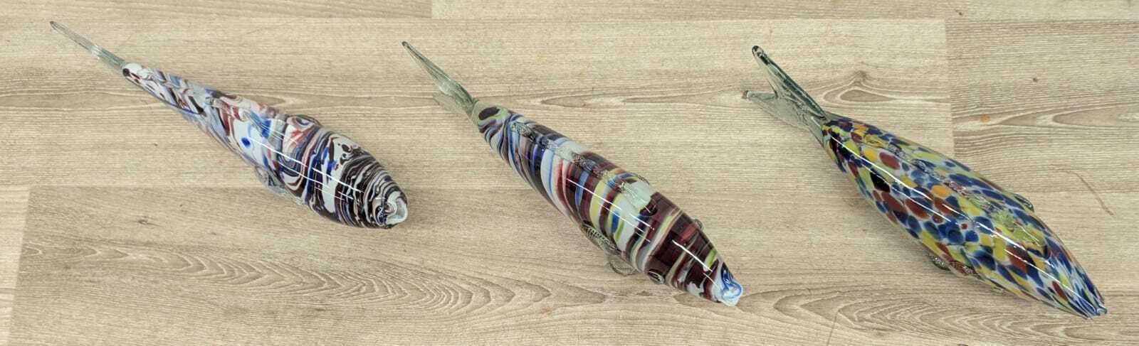 Mid Century Shoal Of 3 Hand Blown Murano Style Glass Fish photo furniture