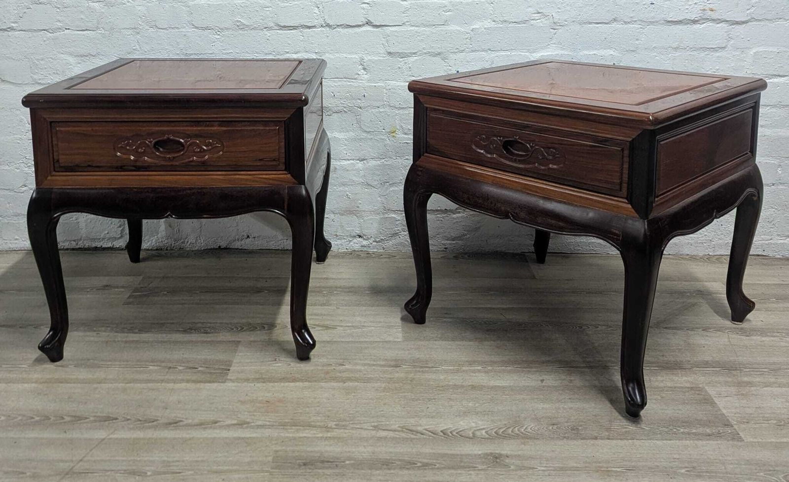 Pair Of Oriental Rosewood Side Tables