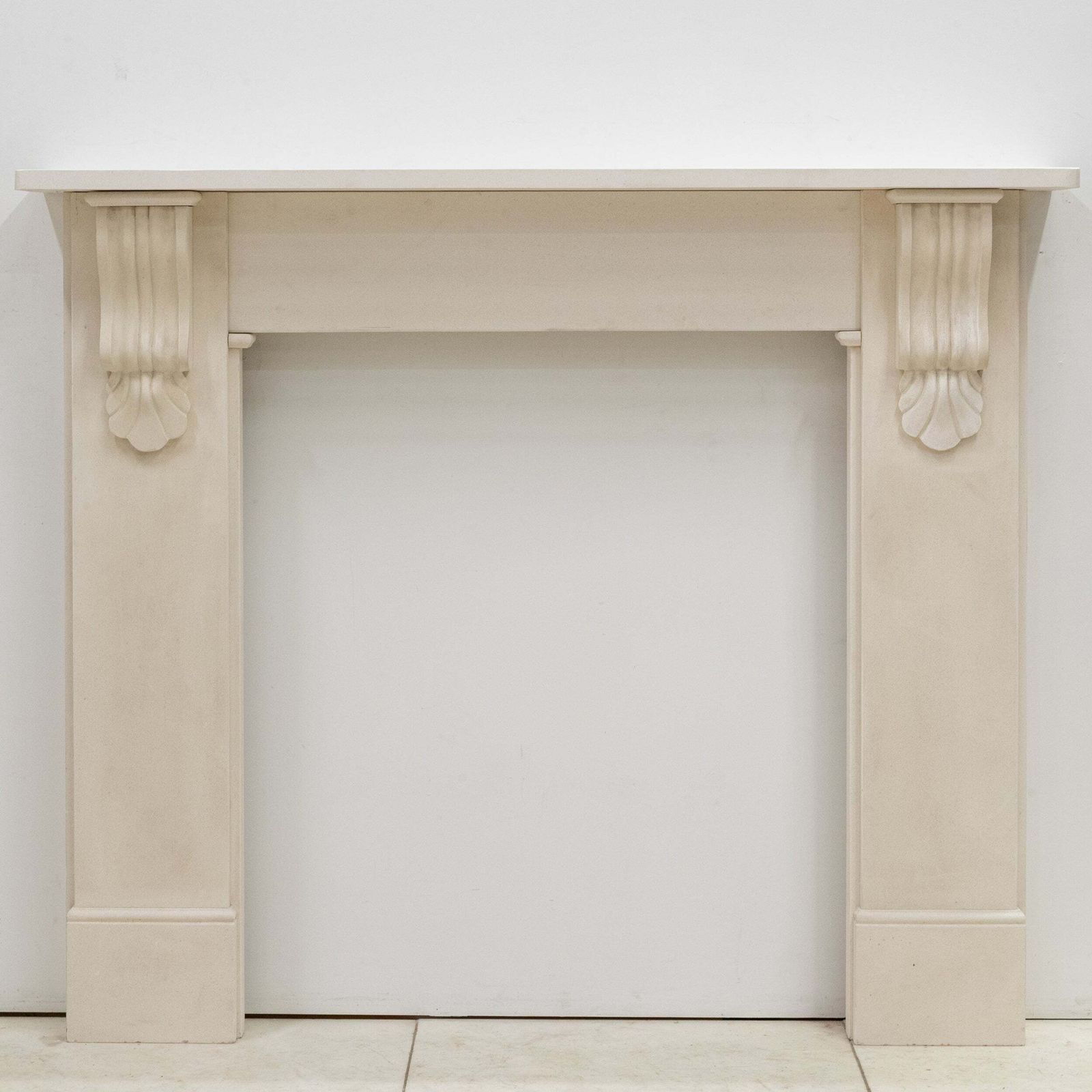 1800.0 Reclaimed Victorian Style Carved Limestone Surround With Corbels photo