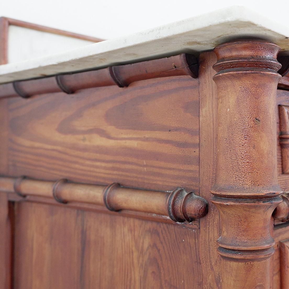 photo for sale Faux Bamboo Dark Pine Chest Of Drawers   Late 19th Century