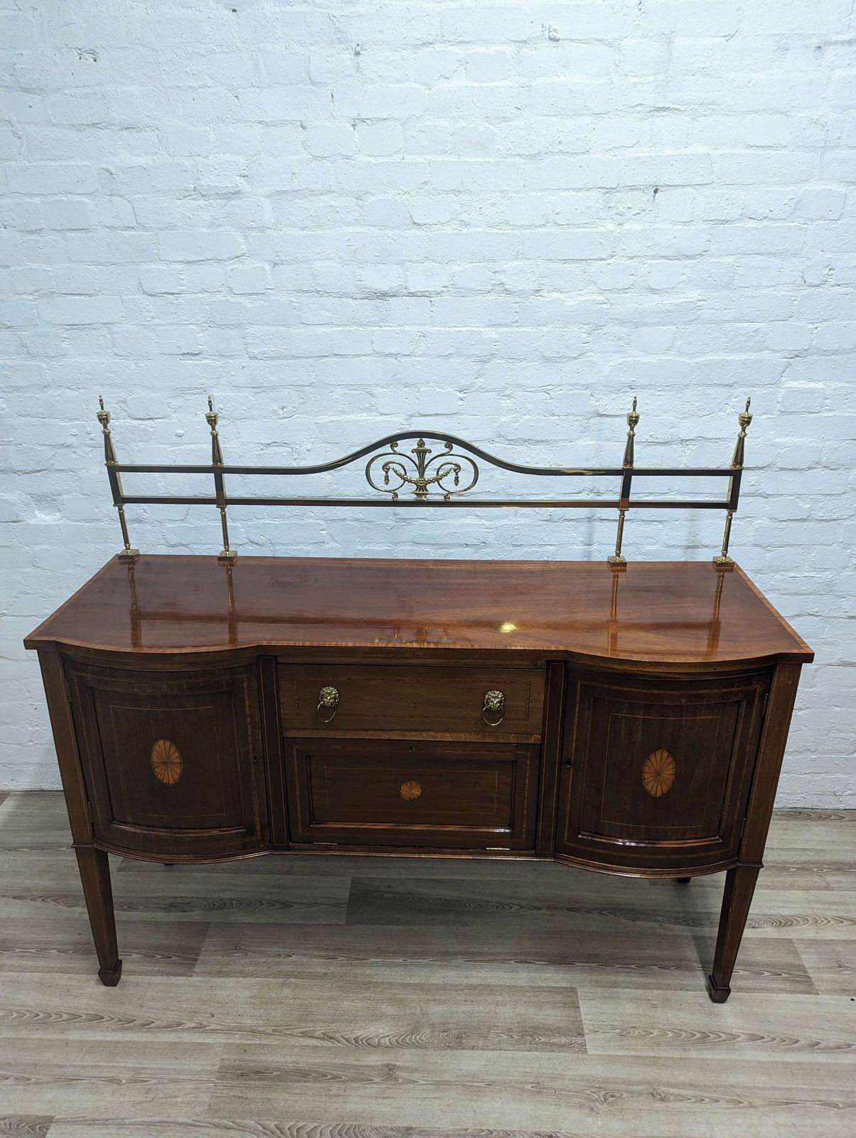 Edwardian Sheraton Style Sideboard With Brass Galllery photo 425.0