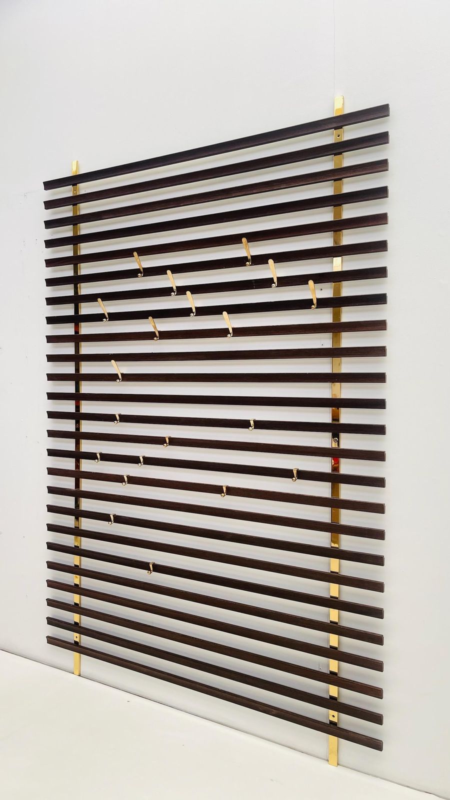Wengé And Brass Coat Rack By Jules Wabbes (1919 1974) photo furniture