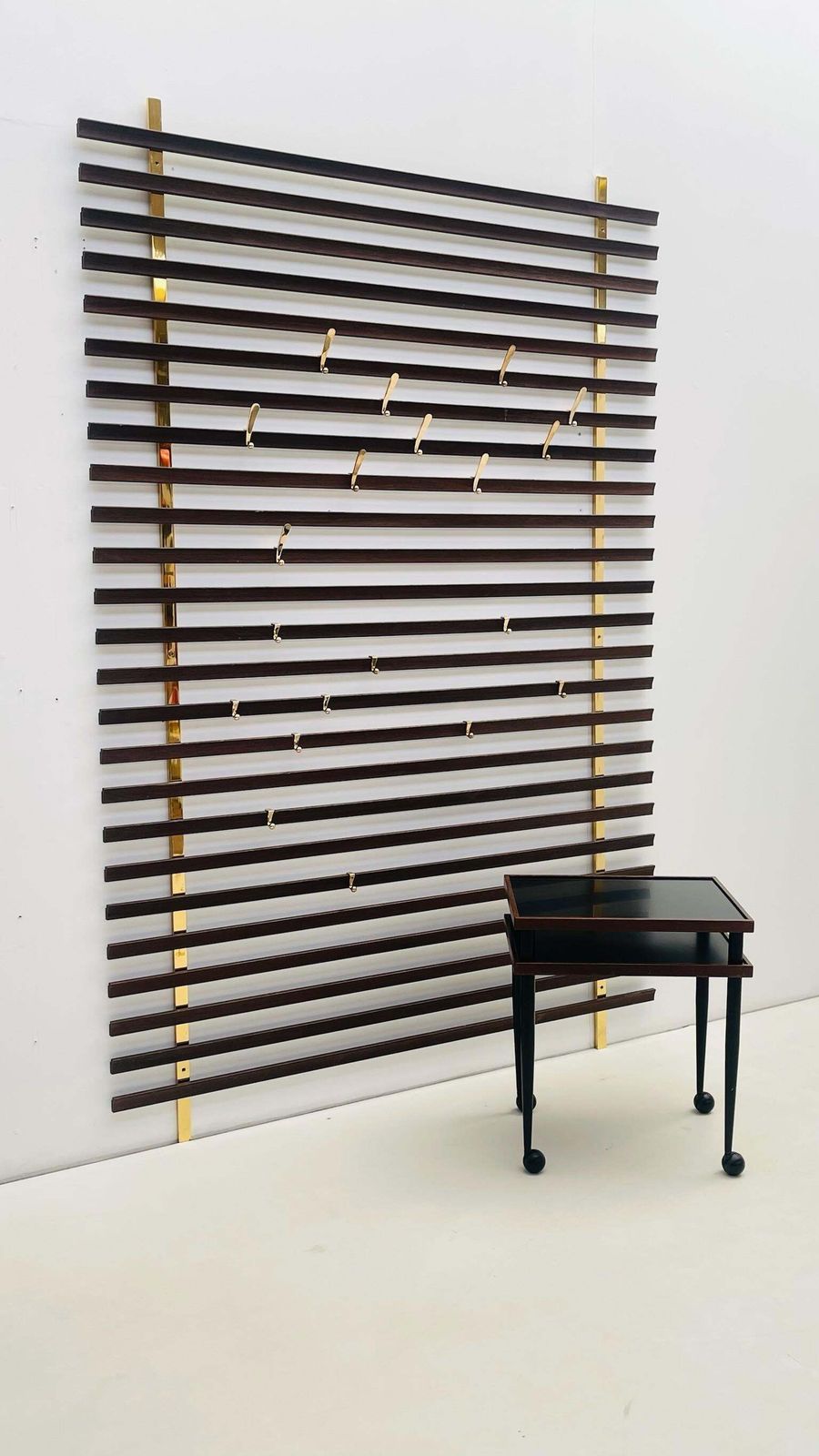 photo for sale Wengé And Brass Coat Rack By Jules Wabbes (1919 1974)