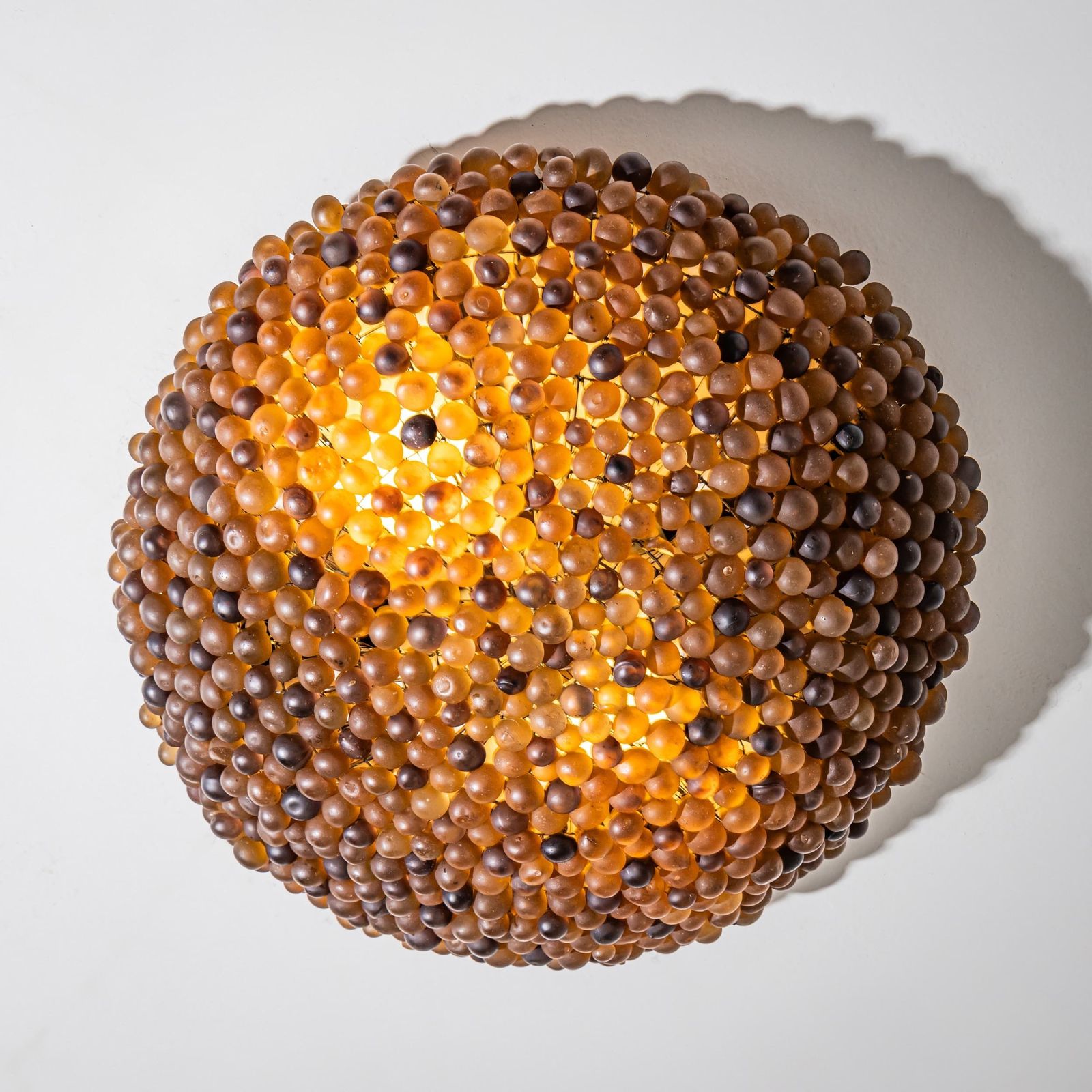Amber Glass Ceiling Light, 20th Century photo Lighting